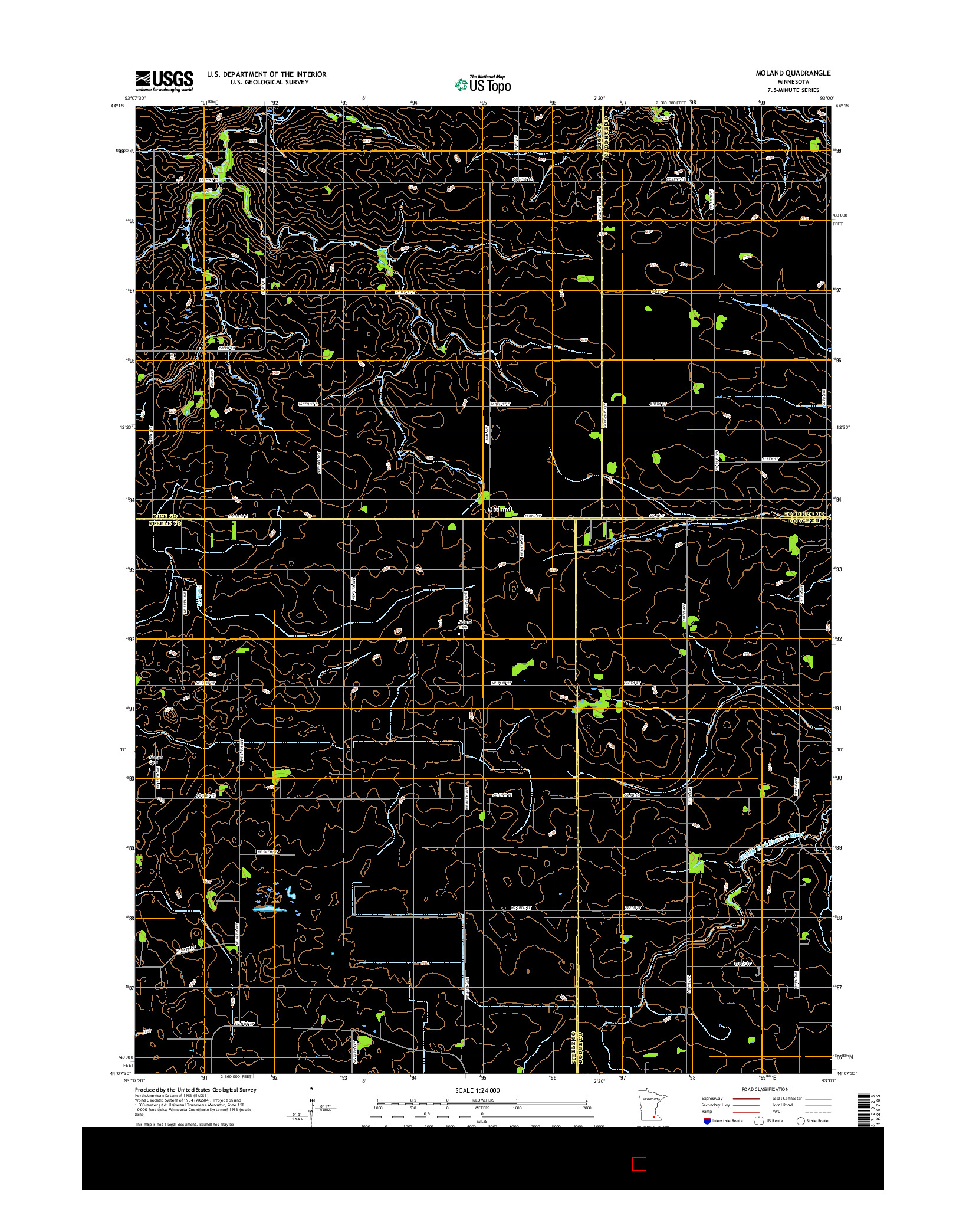 USGS US TOPO 7.5-MINUTE MAP FOR MOLAND, MN 2016