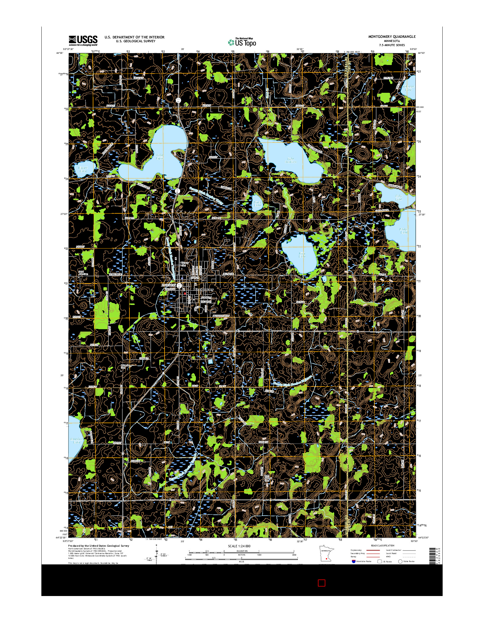 USGS US TOPO 7.5-MINUTE MAP FOR MONTGOMERY, MN 2016