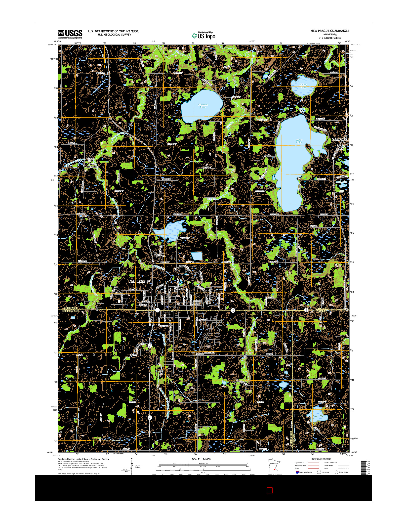 USGS US TOPO 7.5-MINUTE MAP FOR NEW PRAGUE, MN 2016