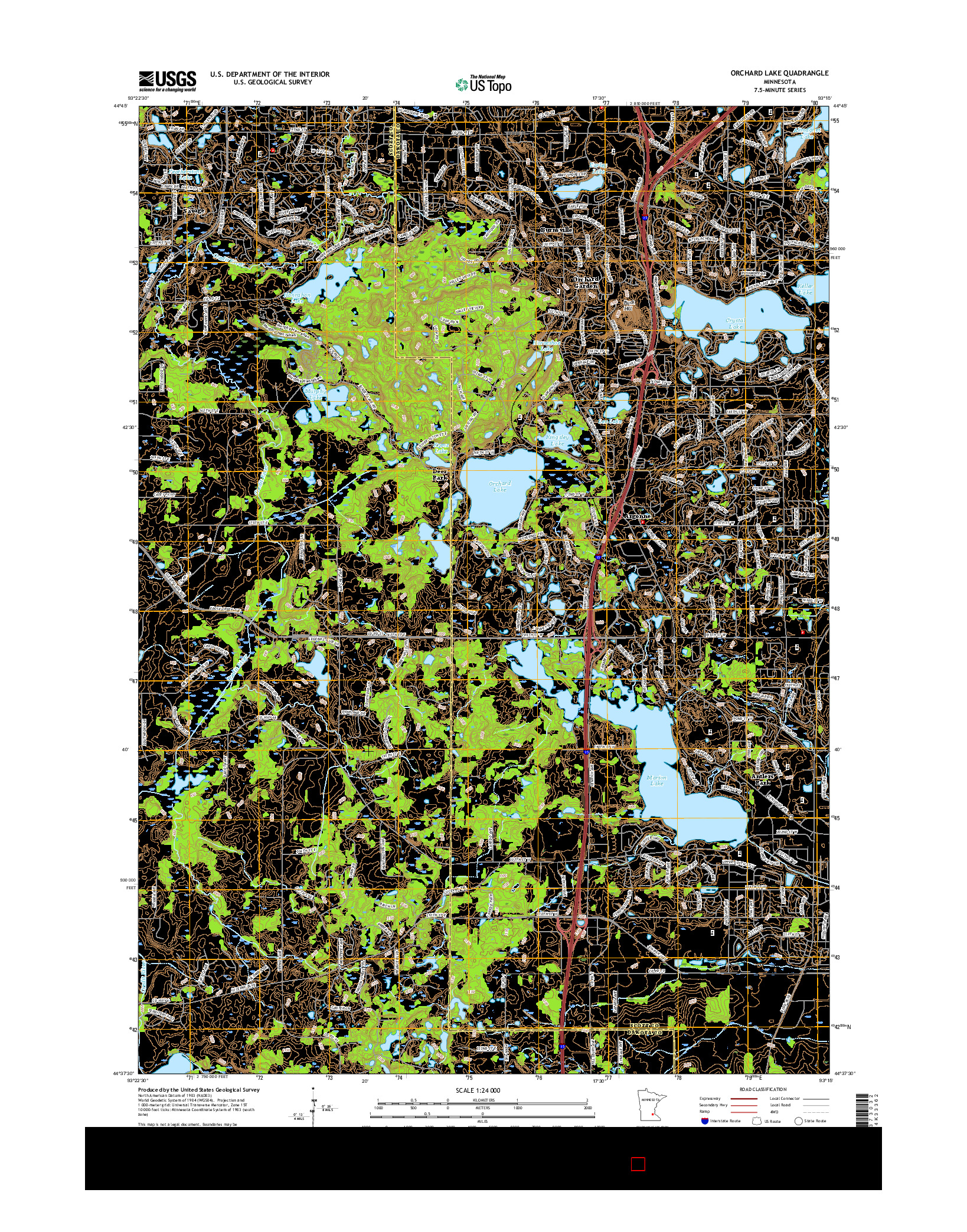 USGS US TOPO 7.5-MINUTE MAP FOR ORCHARD LAKE, MN 2016