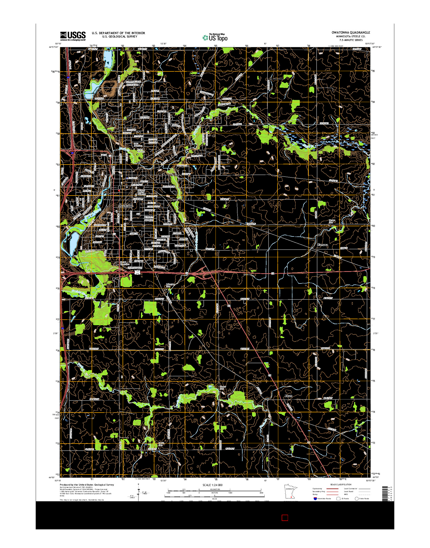 USGS US TOPO 7.5-MINUTE MAP FOR OWATONNA, MN 2016