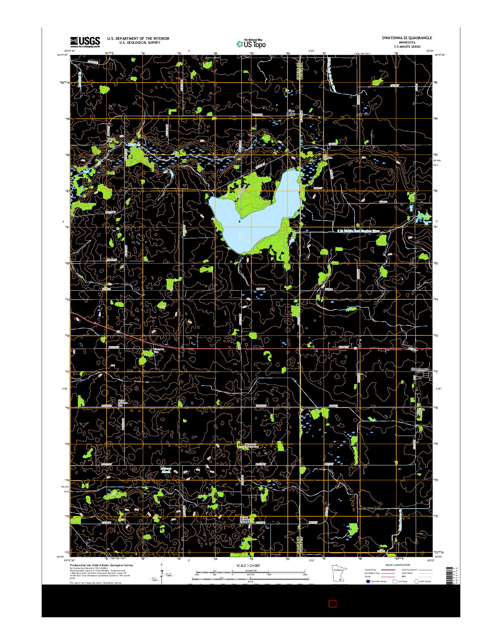 USGS US TOPO 7.5-MINUTE MAP FOR OWATONNA SE, MN 2016