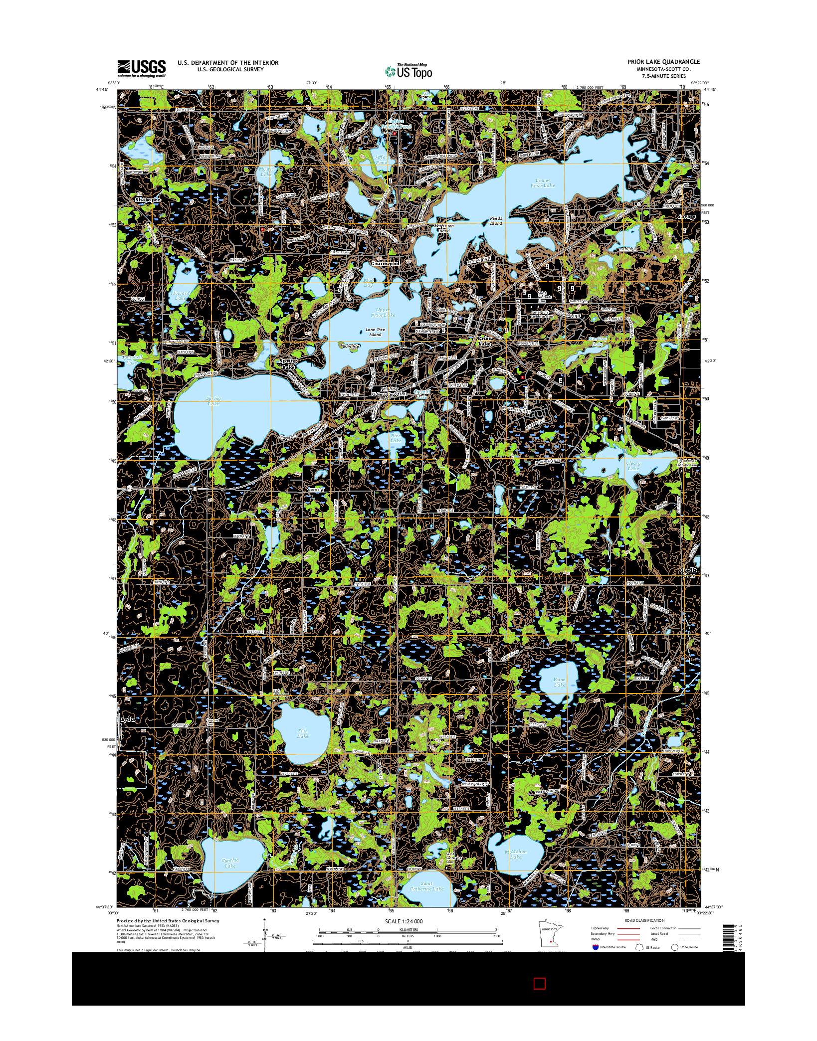 USGS US TOPO 7.5-MINUTE MAP FOR PRIOR LAKE, MN 2016