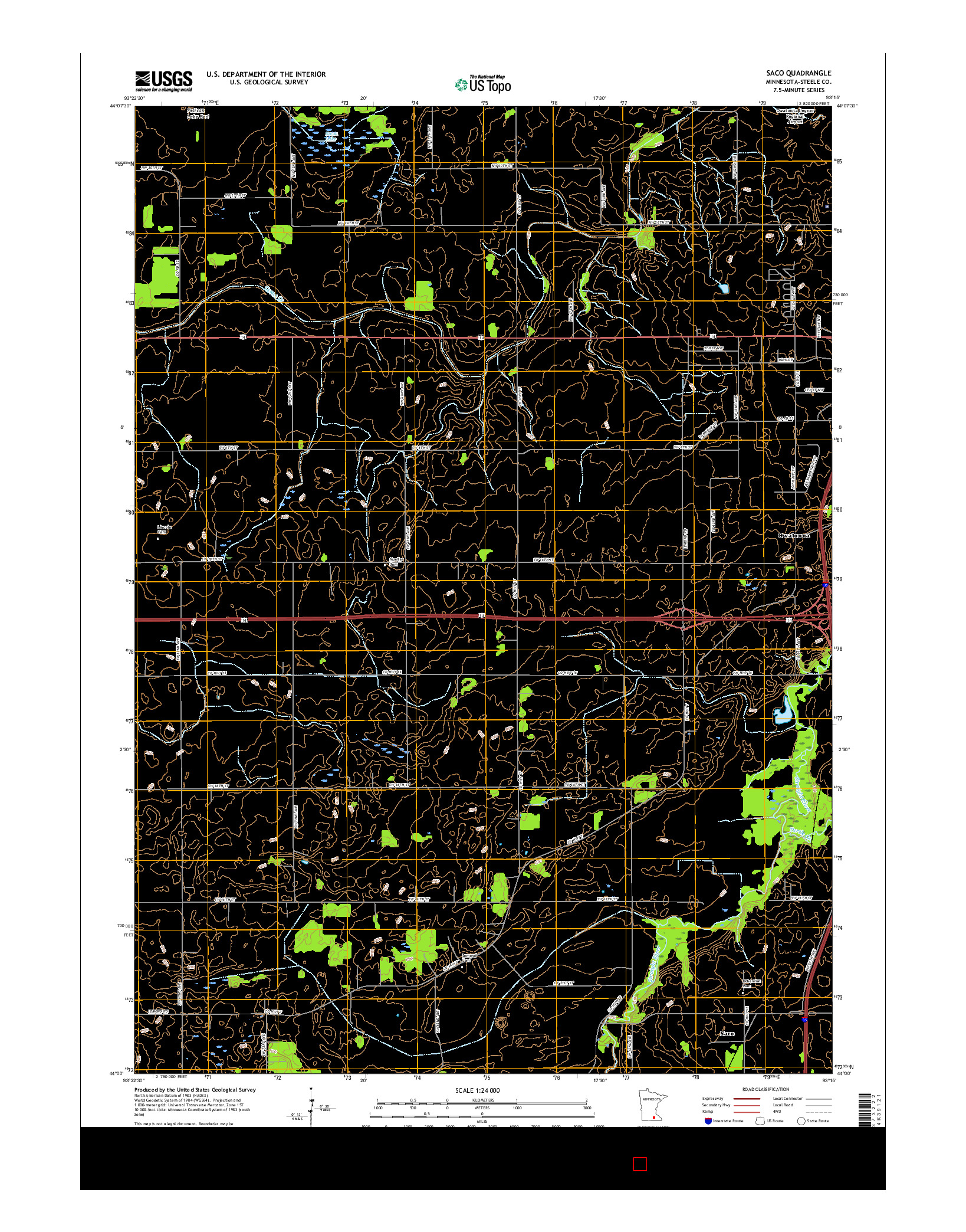 USGS US TOPO 7.5-MINUTE MAP FOR SACO, MN 2016