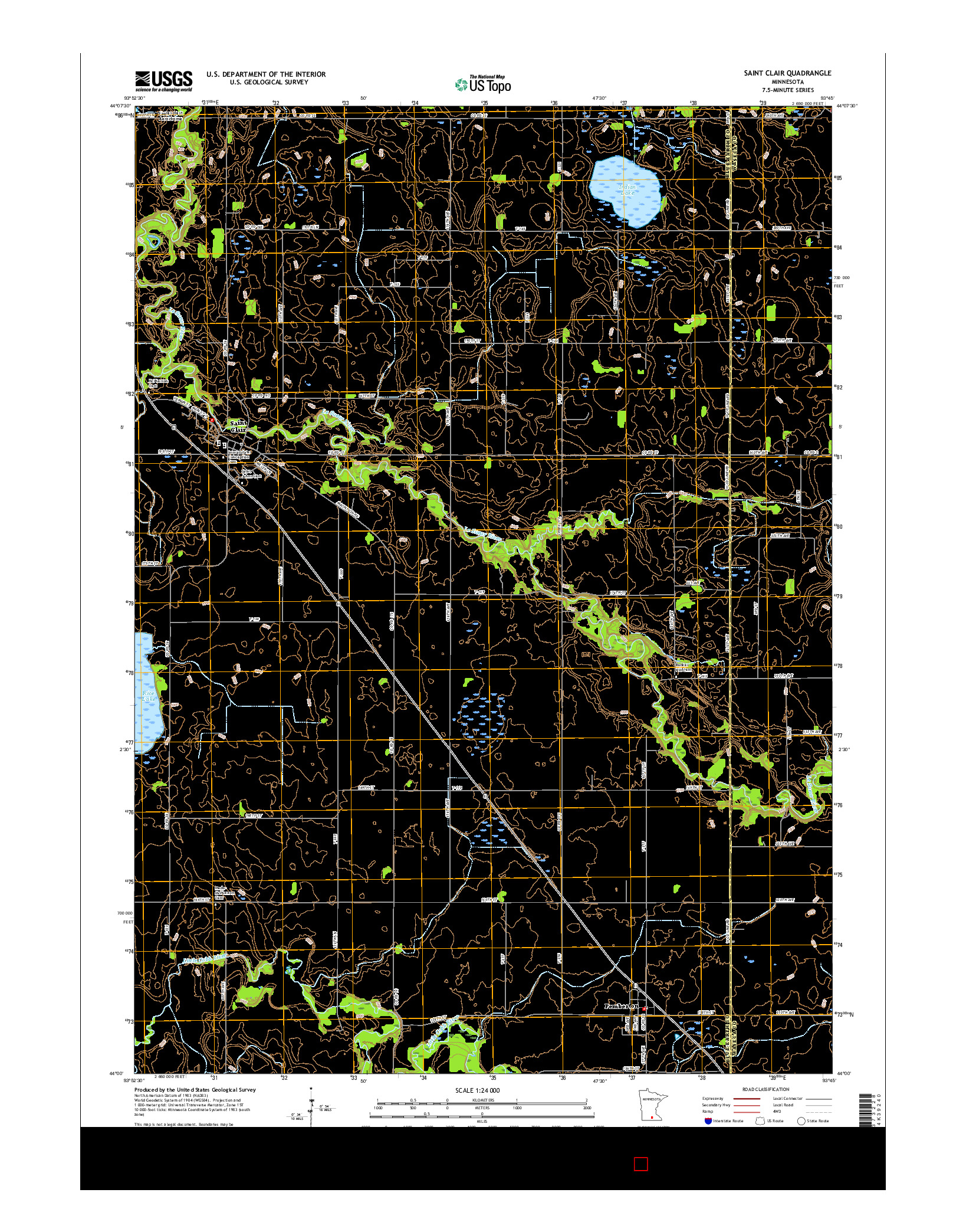 USGS US TOPO 7.5-MINUTE MAP FOR SAINT CLAIR, MN 2016