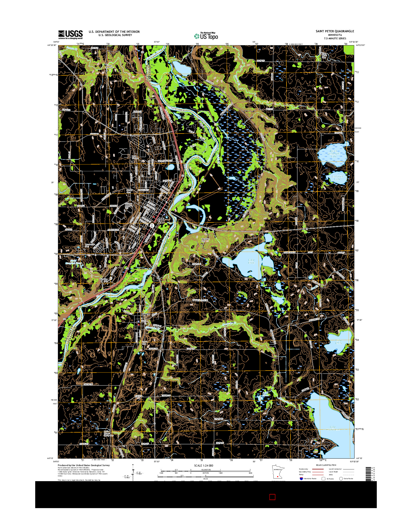 USGS US TOPO 7.5-MINUTE MAP FOR SAINT PETER, MN 2016