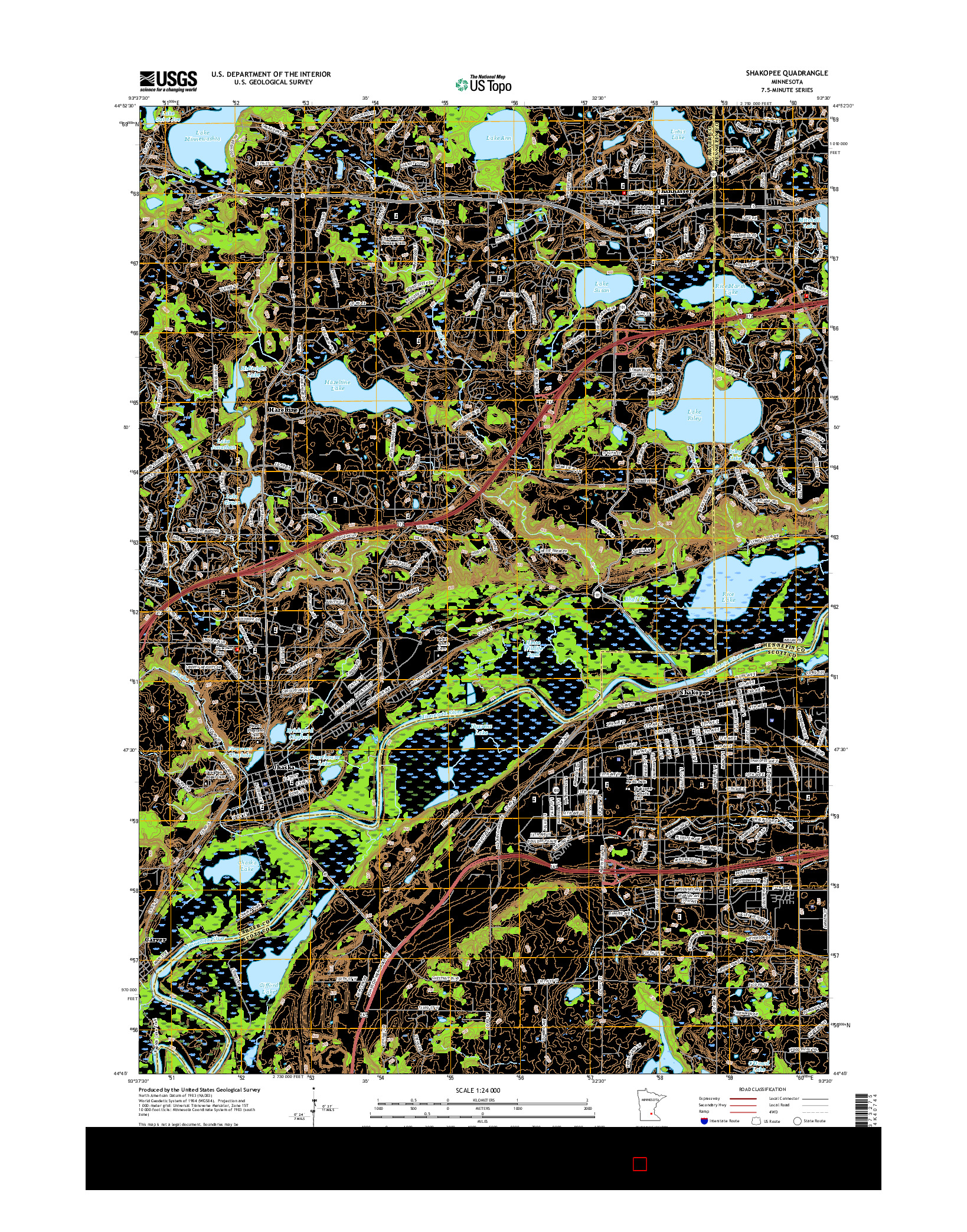 USGS US TOPO 7.5-MINUTE MAP FOR SHAKOPEE, MN 2016