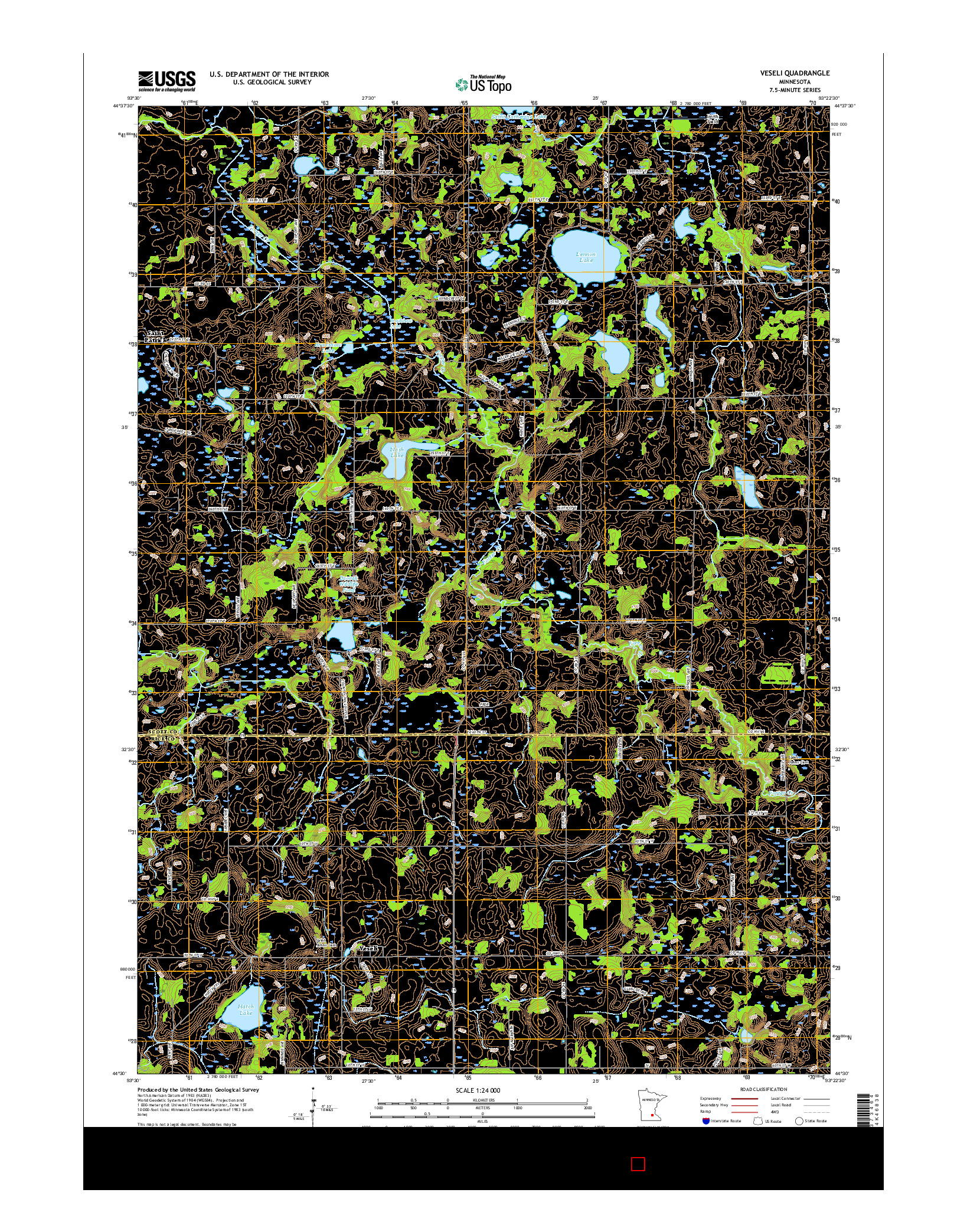 USGS US TOPO 7.5-MINUTE MAP FOR VESELI, MN 2016