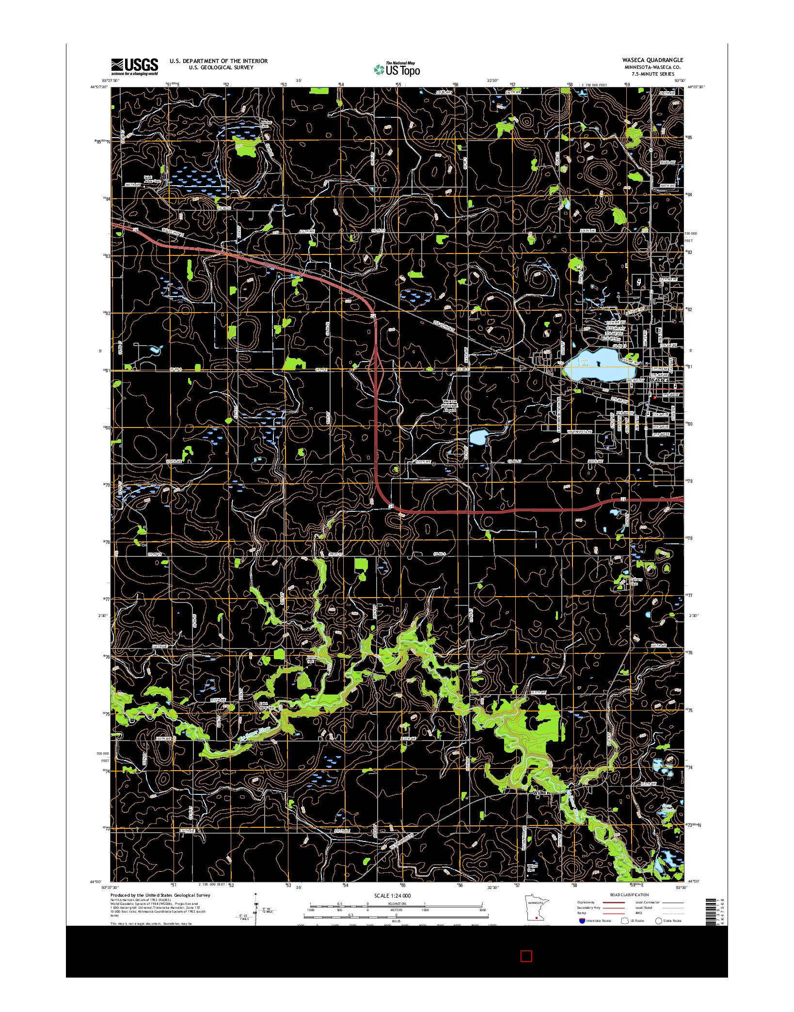 USGS US TOPO 7.5-MINUTE MAP FOR WASECA, MN 2016