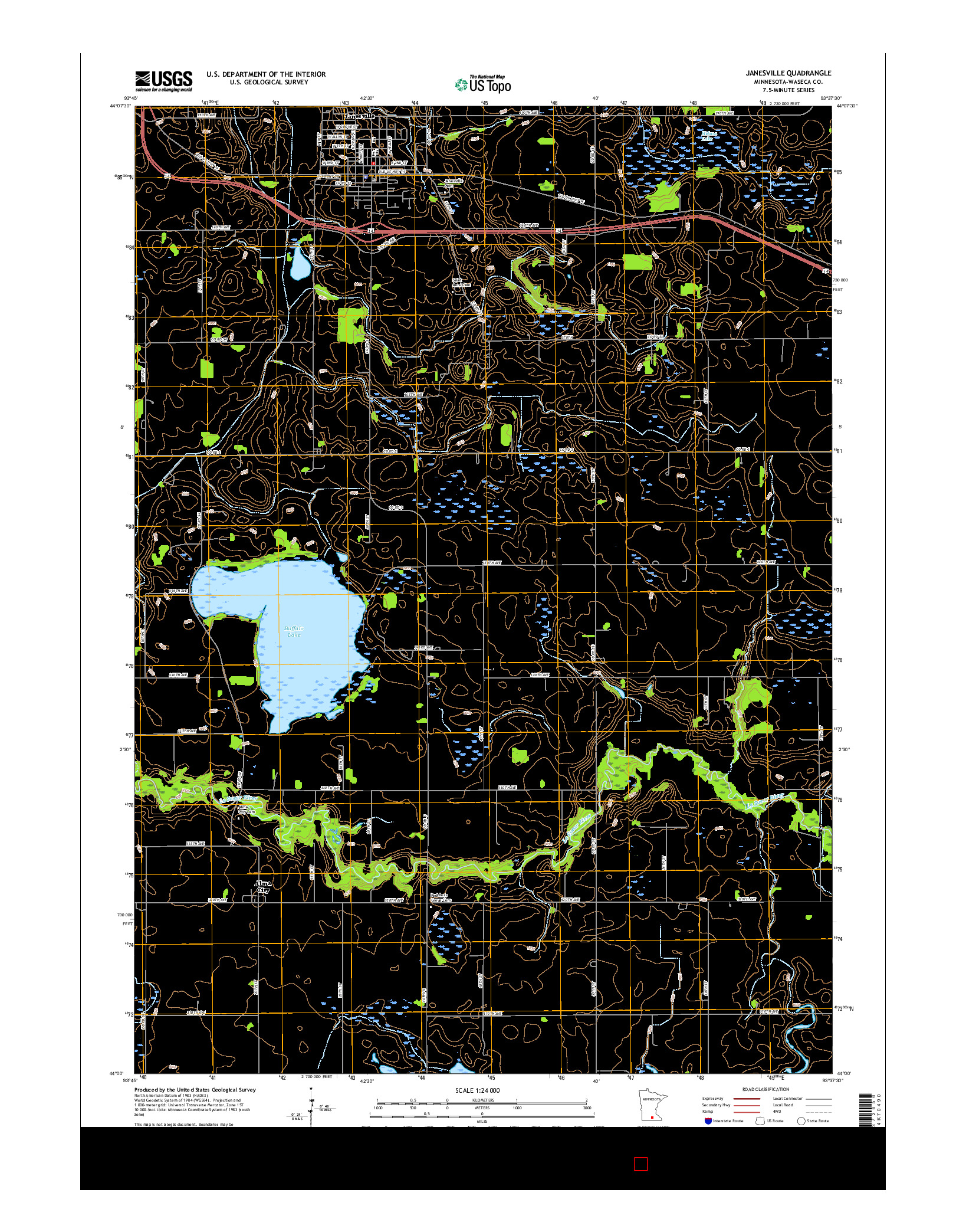 USGS US TOPO 7.5-MINUTE MAP FOR JANESVILLE, MN 2016