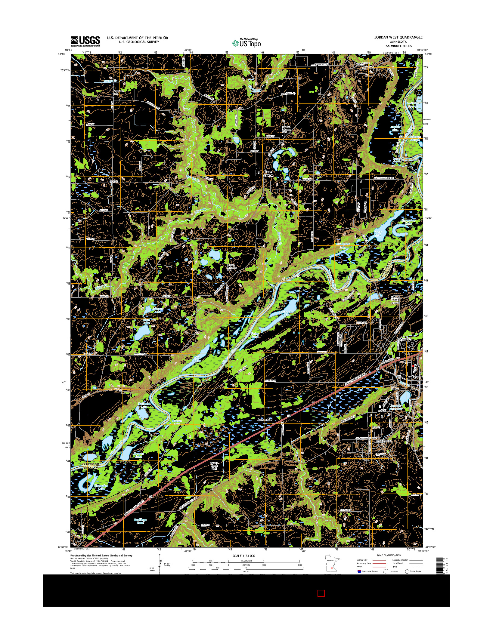 USGS US TOPO 7.5-MINUTE MAP FOR JORDAN WEST, MN 2016
