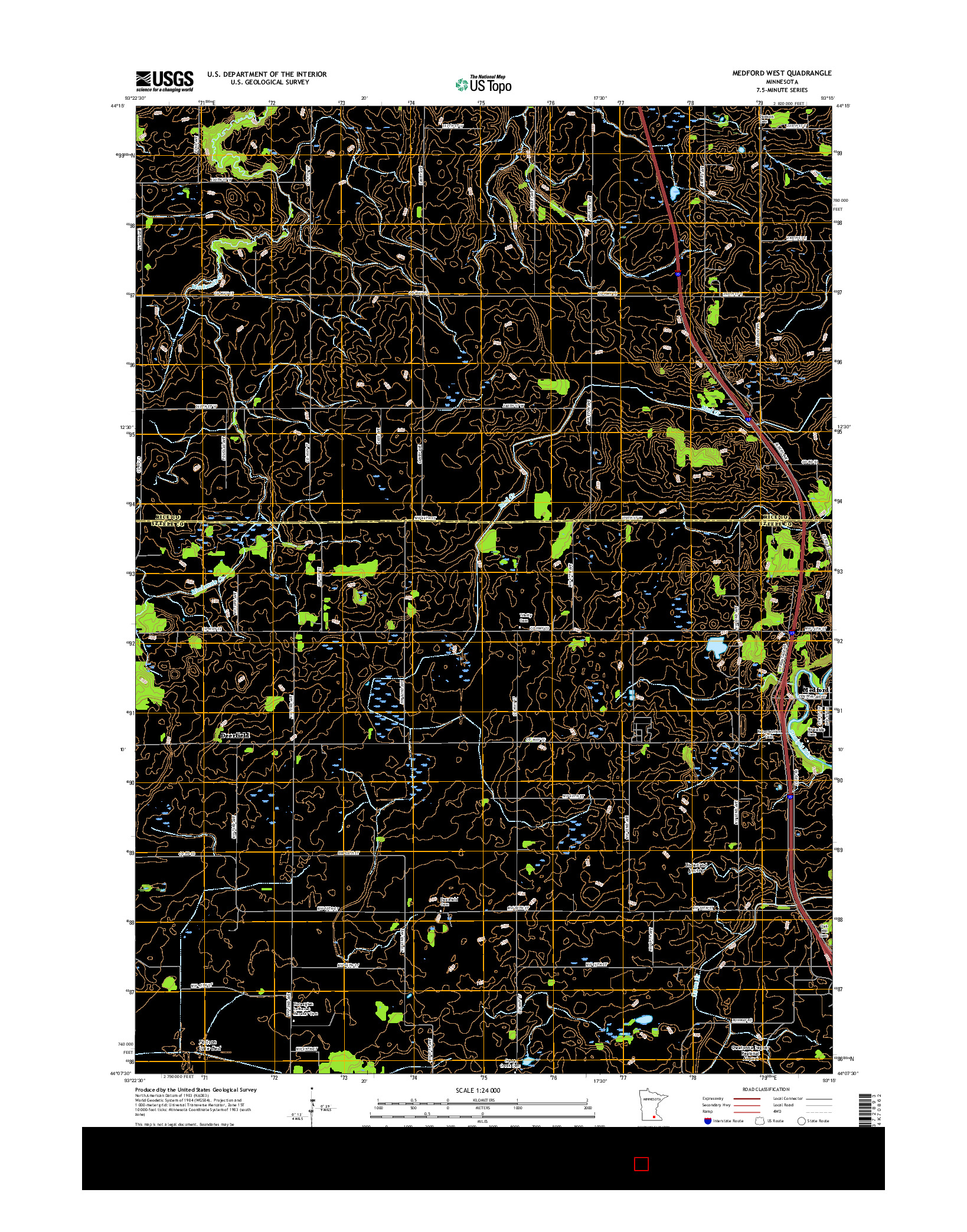 USGS US TOPO 7.5-MINUTE MAP FOR MEDFORD WEST, MN 2016