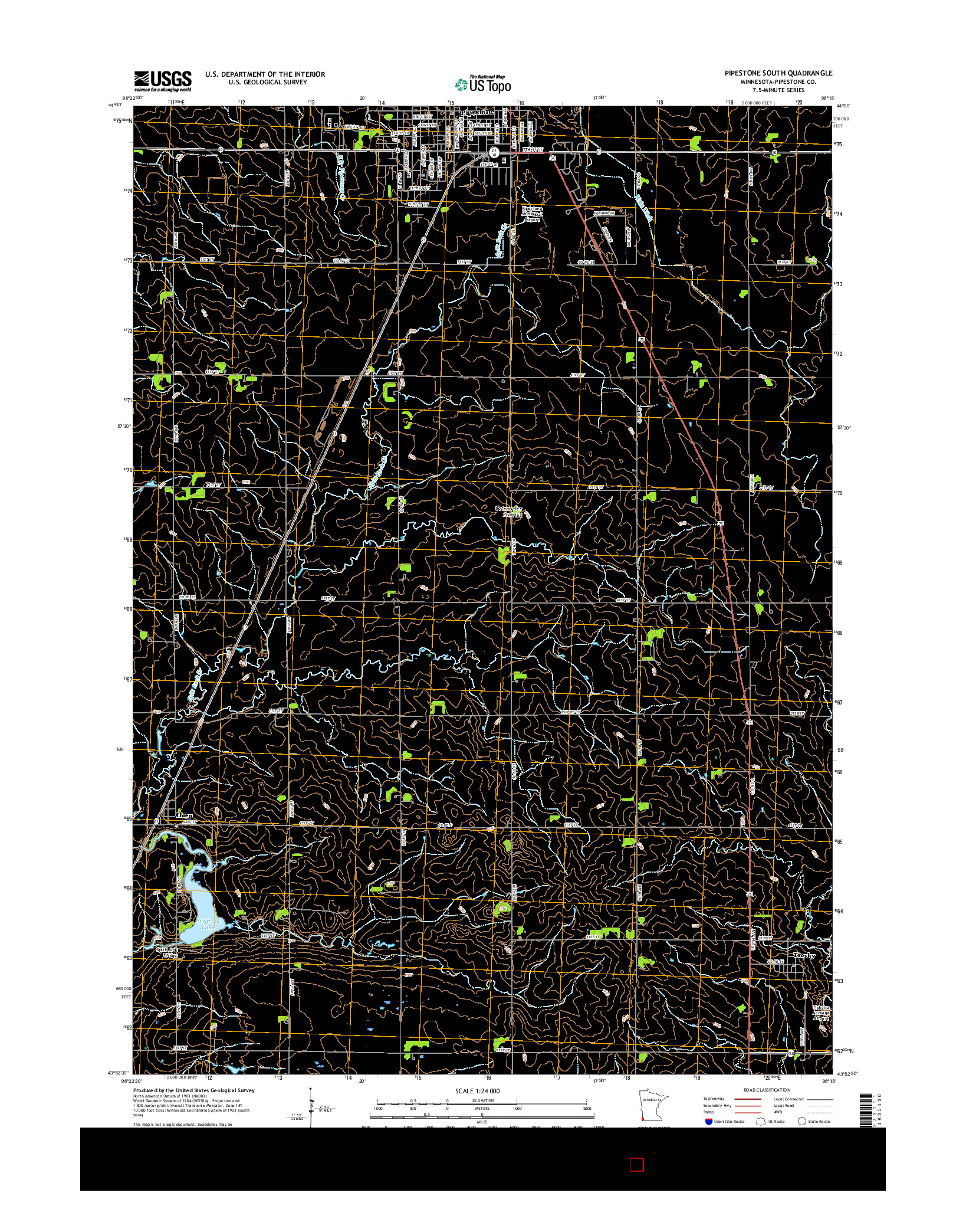 USGS US TOPO 7.5-MINUTE MAP FOR PIPESTONE SOUTH, MN 2016