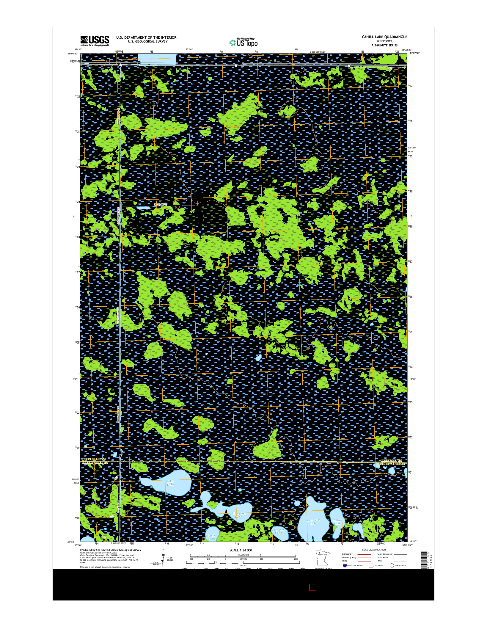 USGS US TOPO 7.5-MINUTE MAP FOR CAHILL LAKE, MN 2016