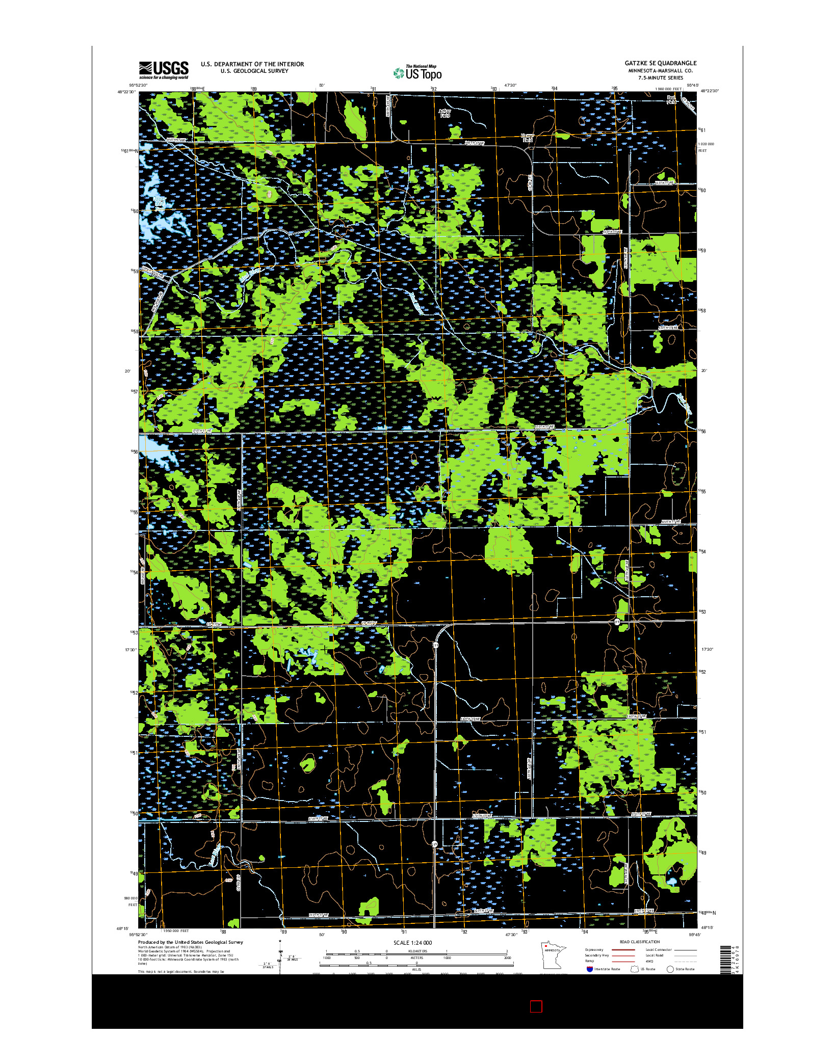 USGS US TOPO 7.5-MINUTE MAP FOR GATZKE SE, MN 2016