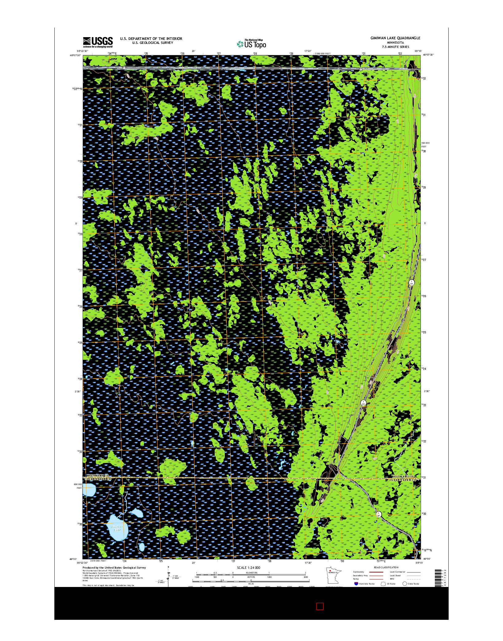 USGS US TOPO 7.5-MINUTE MAP FOR GIMIWAN LAKE, MN 2016