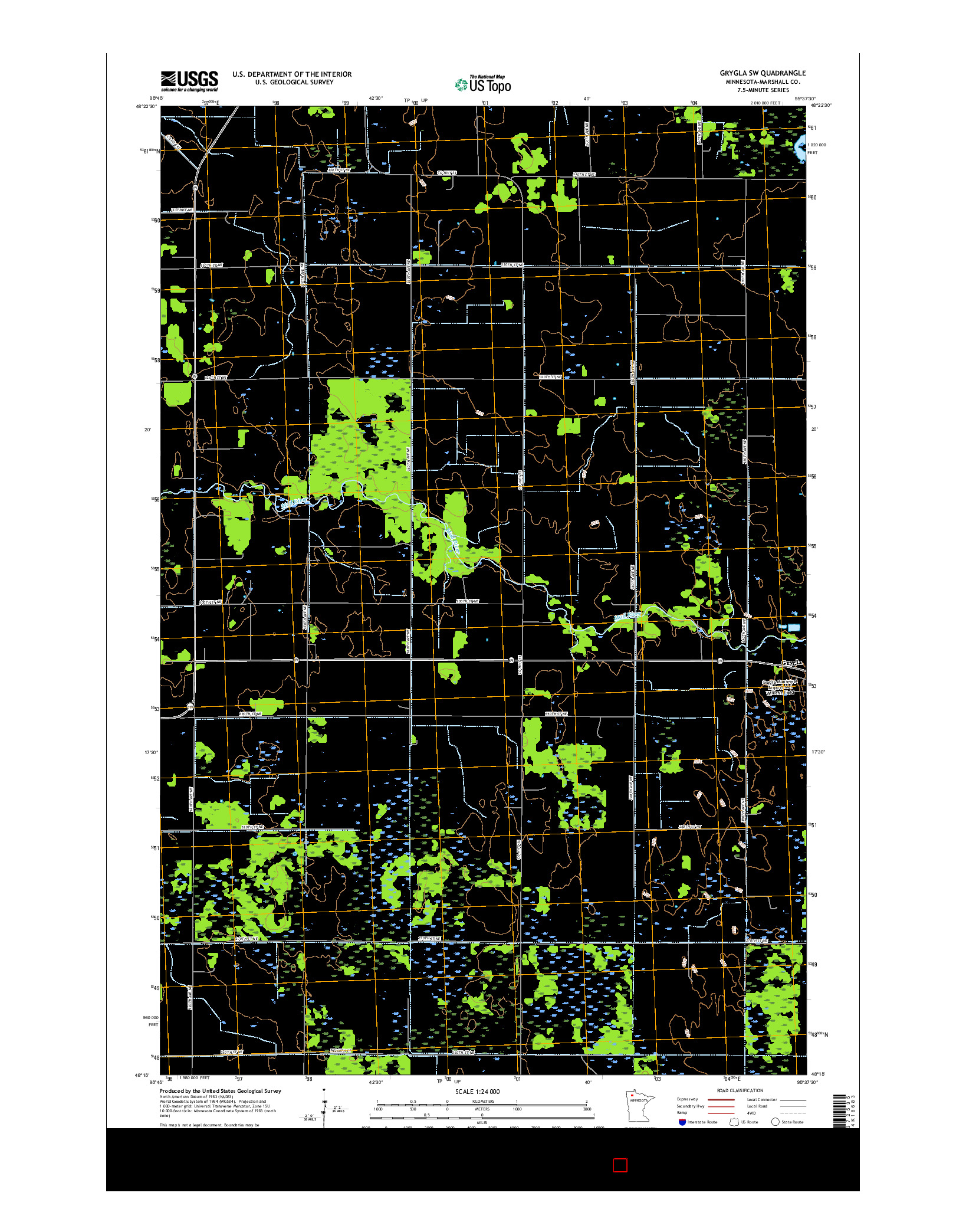 USGS US TOPO 7.5-MINUTE MAP FOR GRYGLA SW, MN 2016