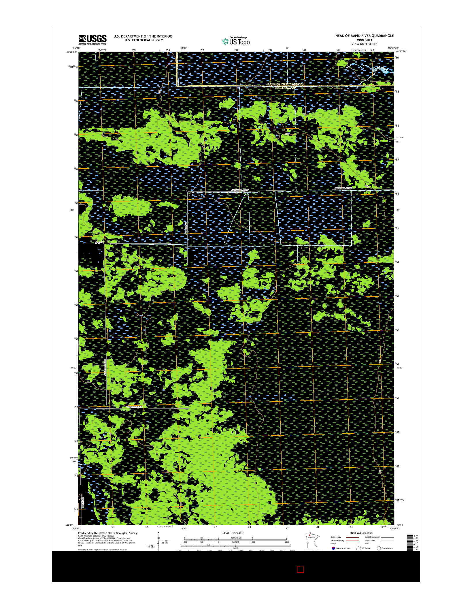 USGS US TOPO 7.5-MINUTE MAP FOR HEAD OF RAPID RIVER, MN 2016