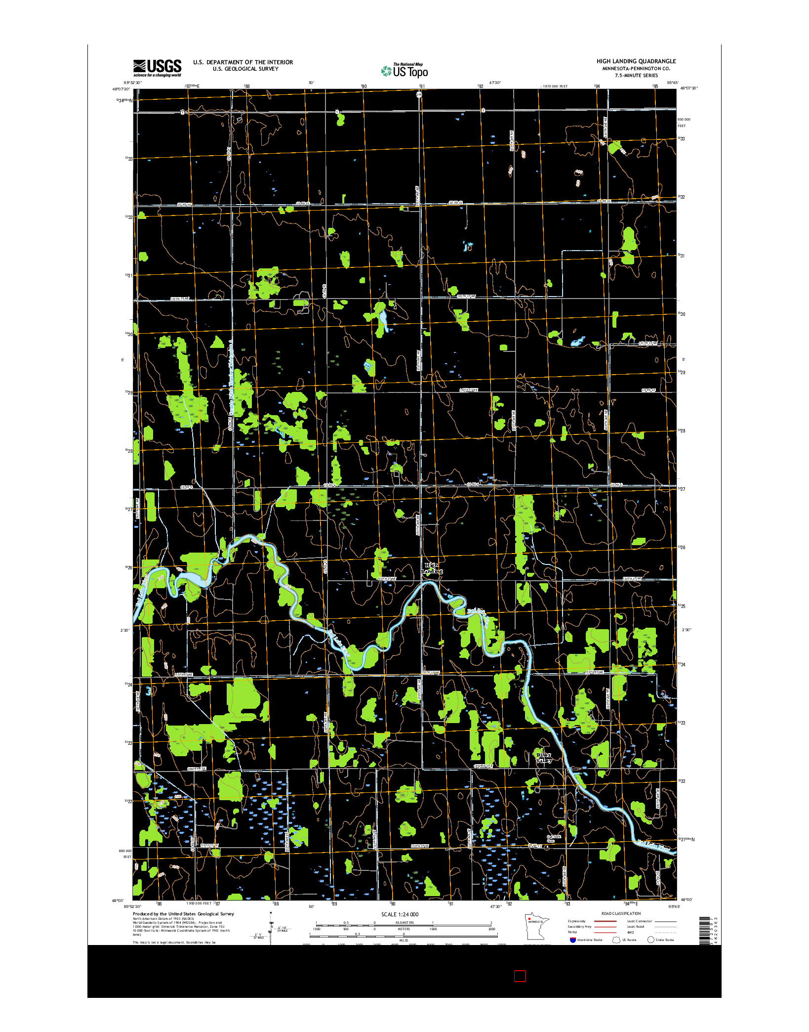 USGS US TOPO 7.5-MINUTE MAP FOR HIGH LANDING, MN 2016