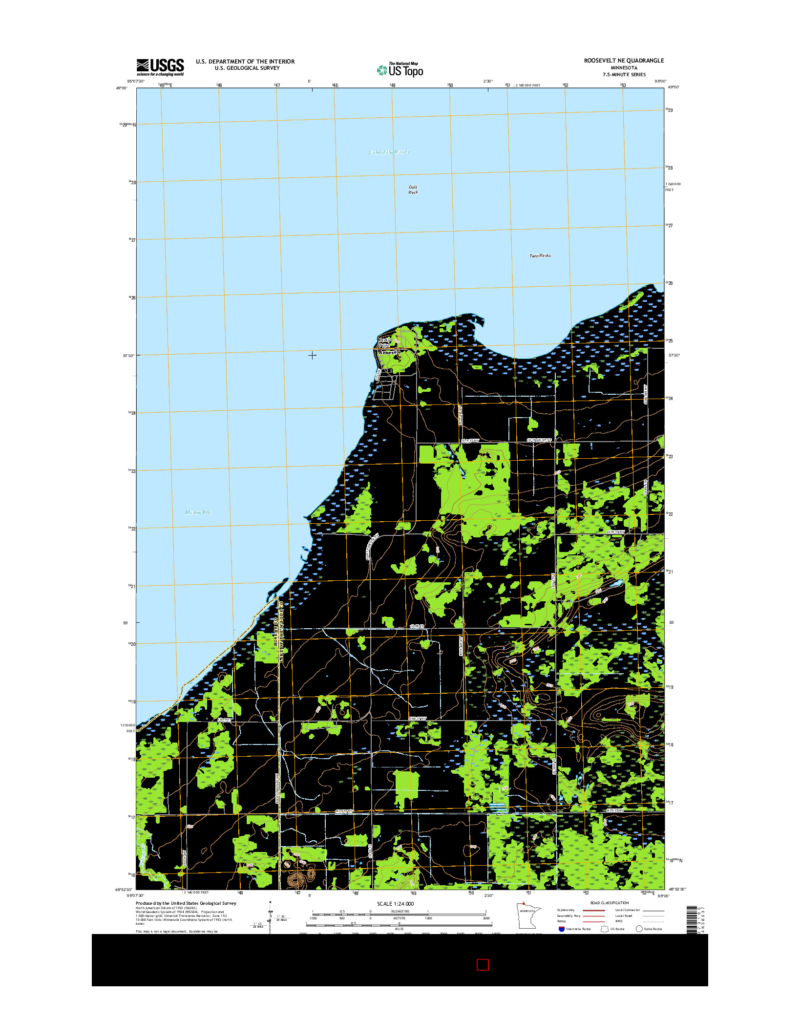 USGS US TOPO 7.5-MINUTE MAP FOR ROOSEVELT NE, MN 2016