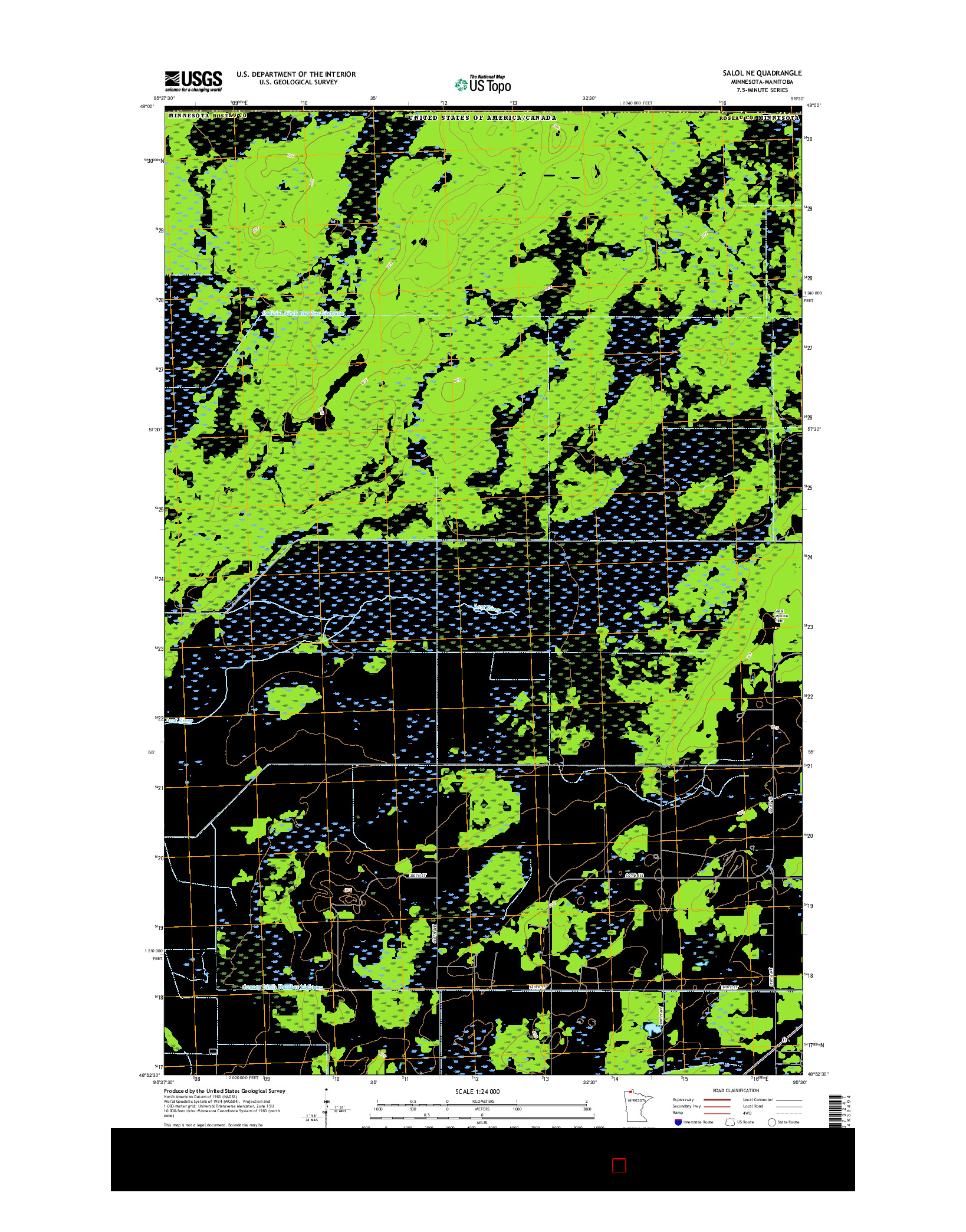 USGS US TOPO 7.5-MINUTE MAP FOR SALOL NE, MN-MB 2016