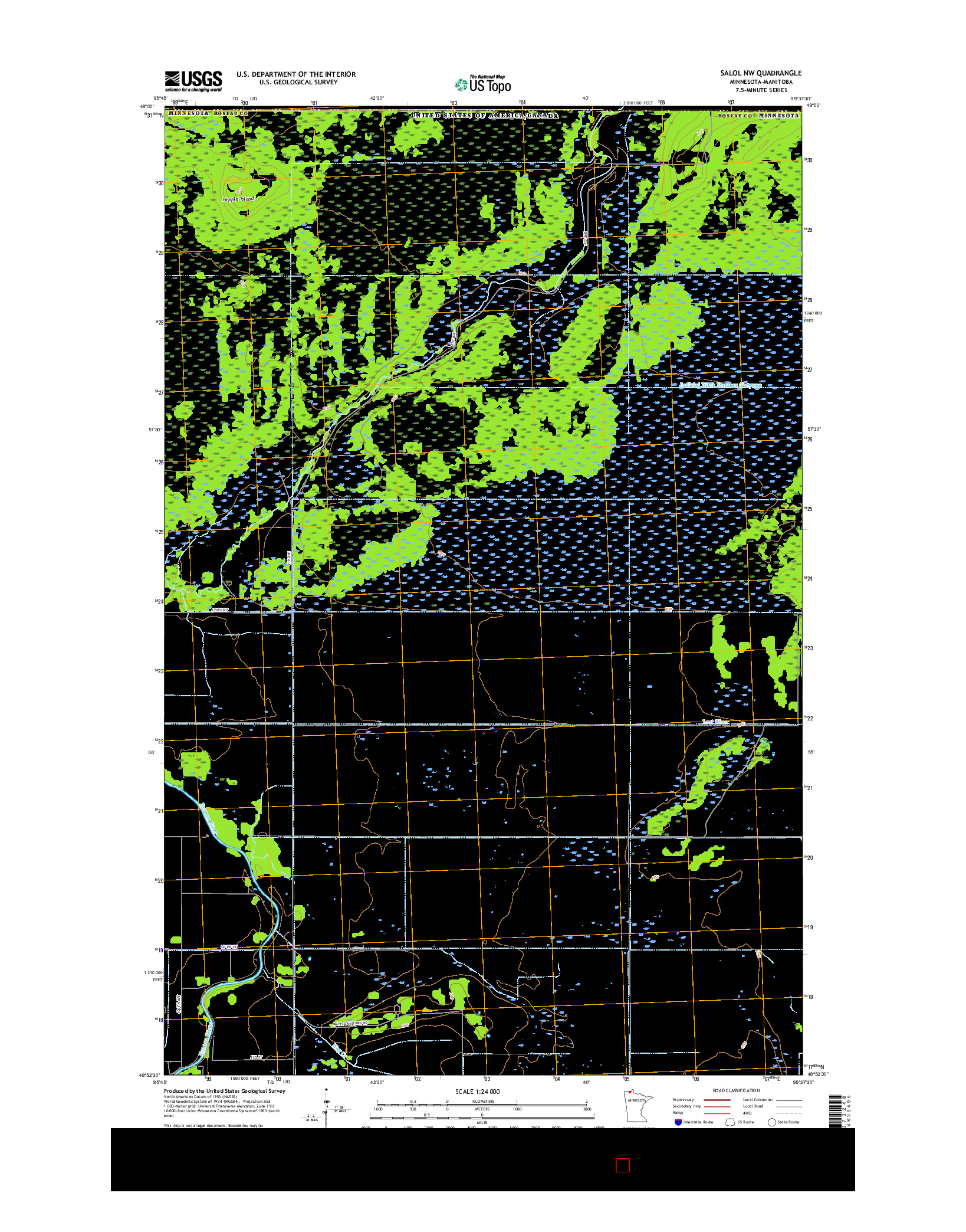 USGS US TOPO 7.5-MINUTE MAP FOR SALOL NW, MN-MB 2016