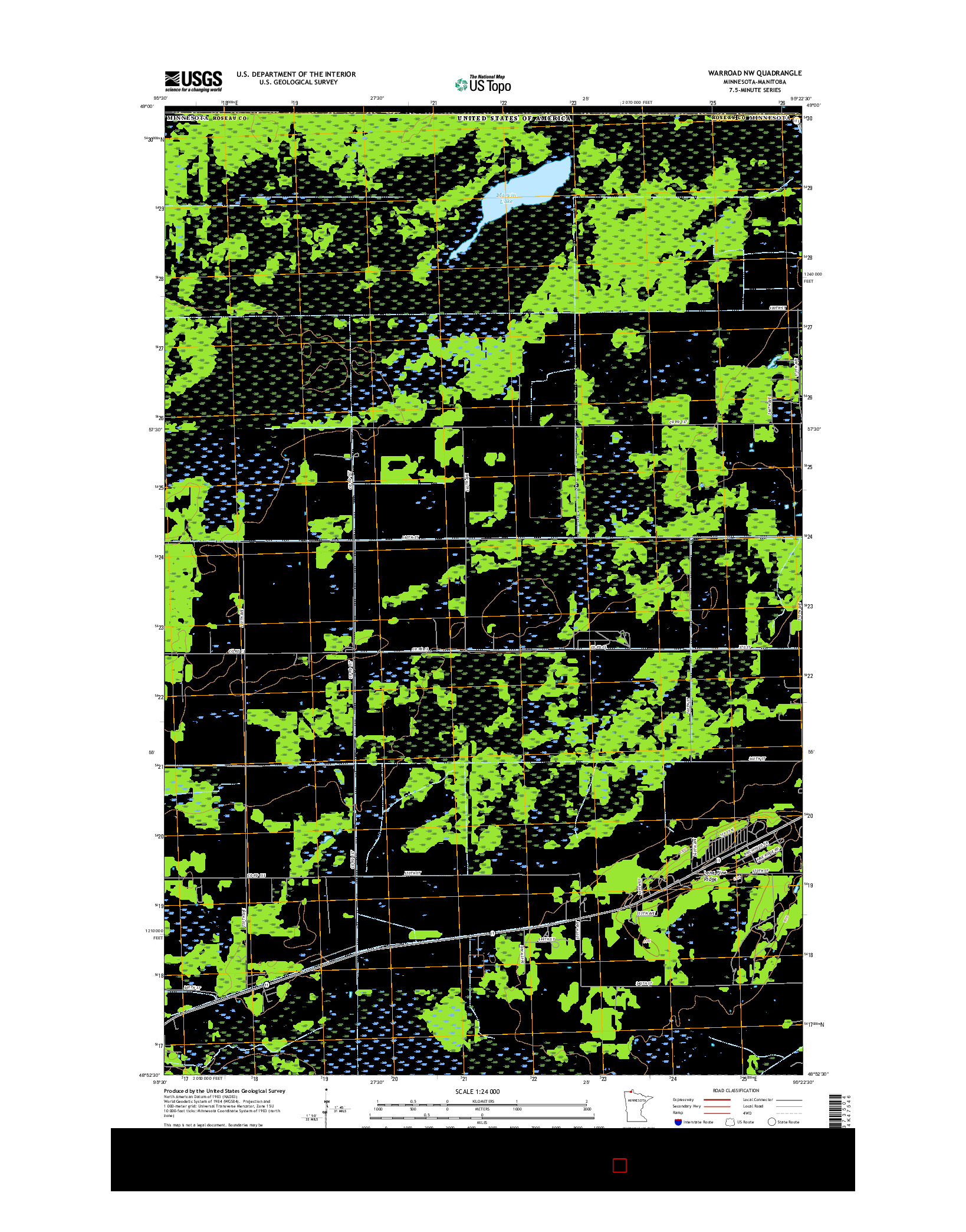 USGS US TOPO 7.5-MINUTE MAP FOR WARROAD NW, MN-MB 2016