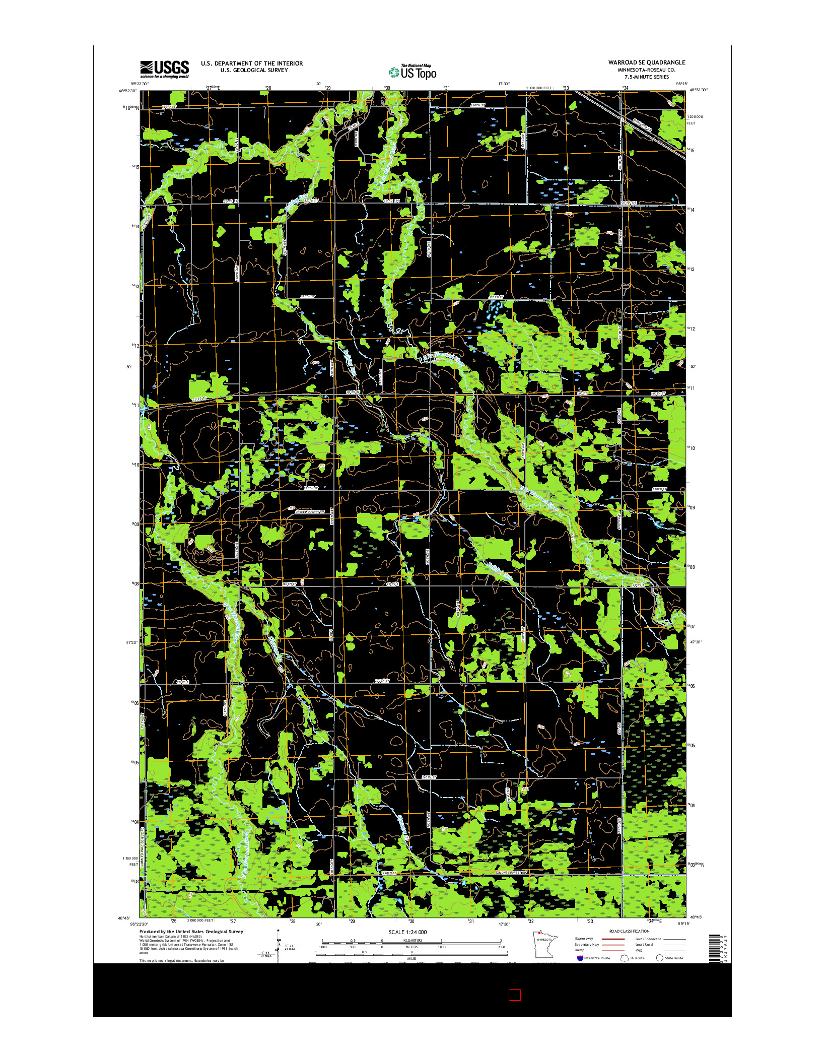 USGS US TOPO 7.5-MINUTE MAP FOR WARROAD SE, MN 2016