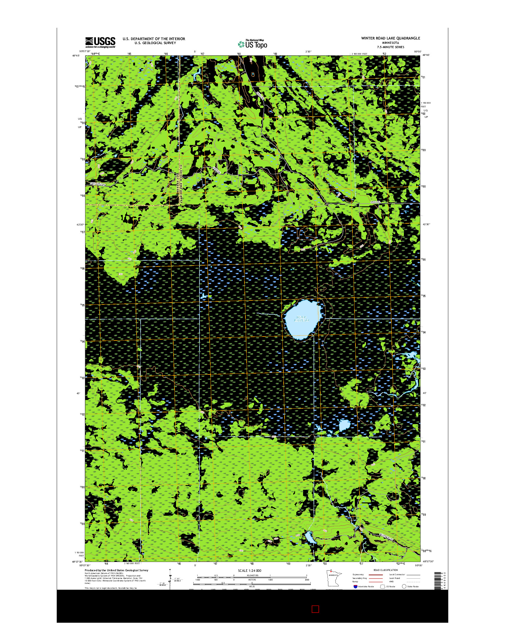 USGS US TOPO 7.5-MINUTE MAP FOR WINTER ROAD LAKE, MN 2016