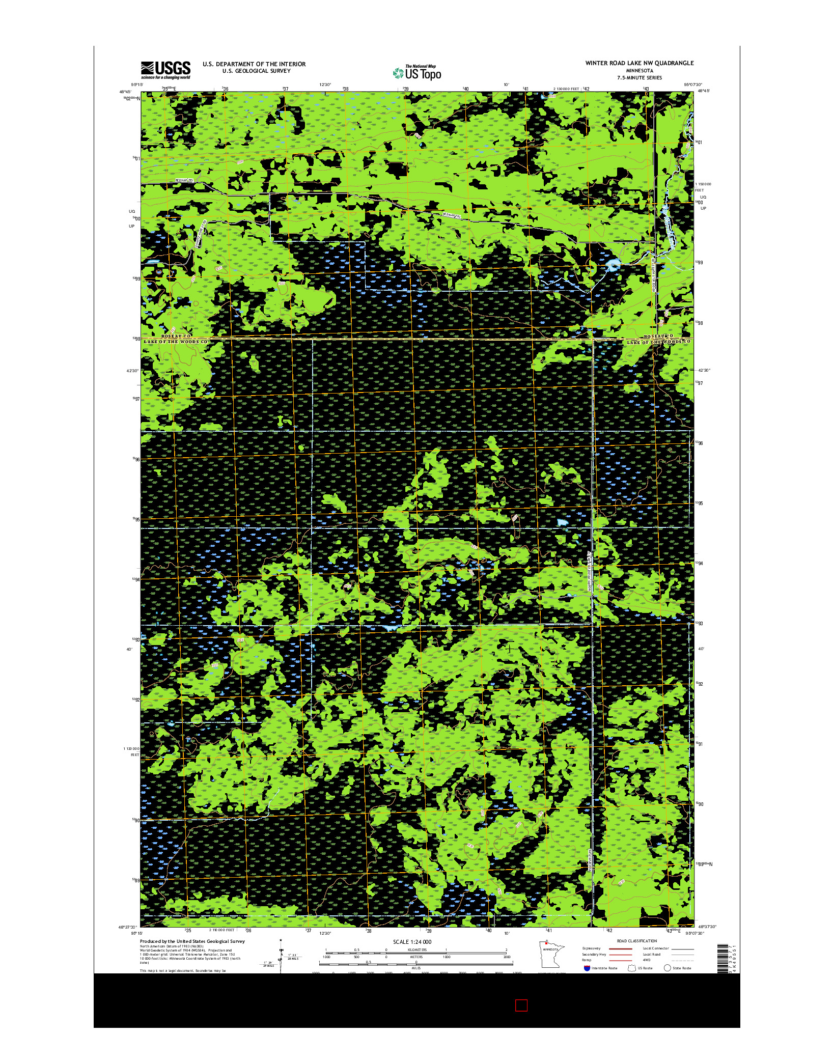 USGS US TOPO 7.5-MINUTE MAP FOR WINTER ROAD LAKE NW, MN 2016