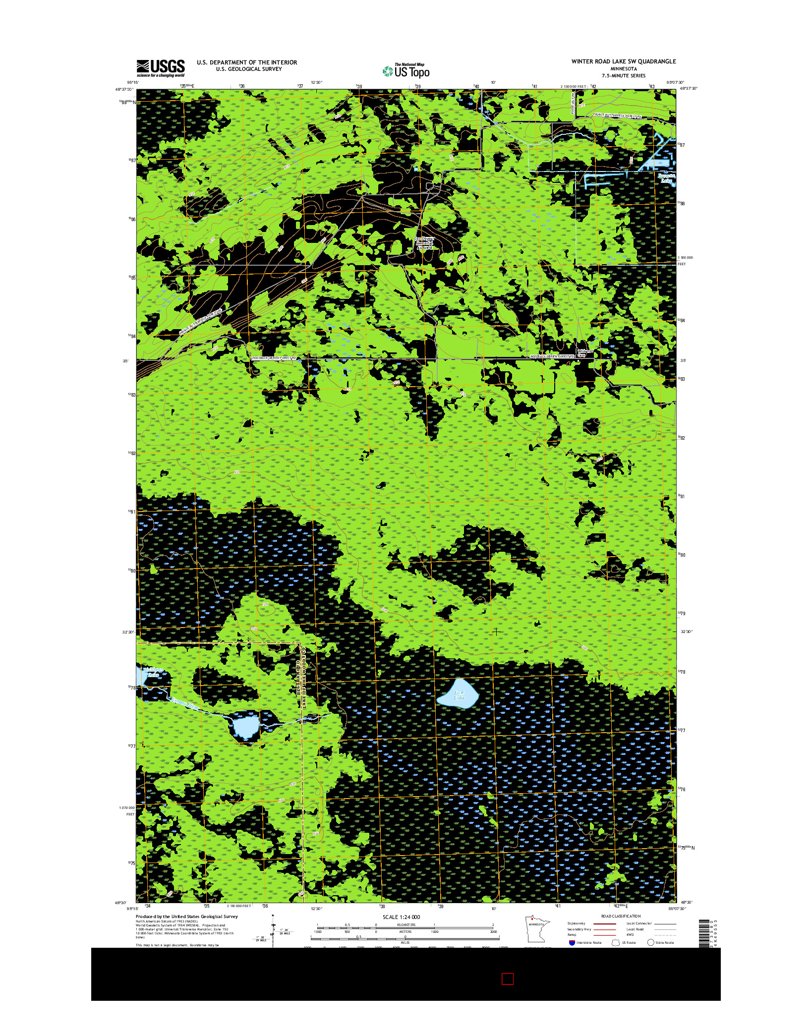 USGS US TOPO 7.5-MINUTE MAP FOR WINTER ROAD LAKE SW, MN 2016