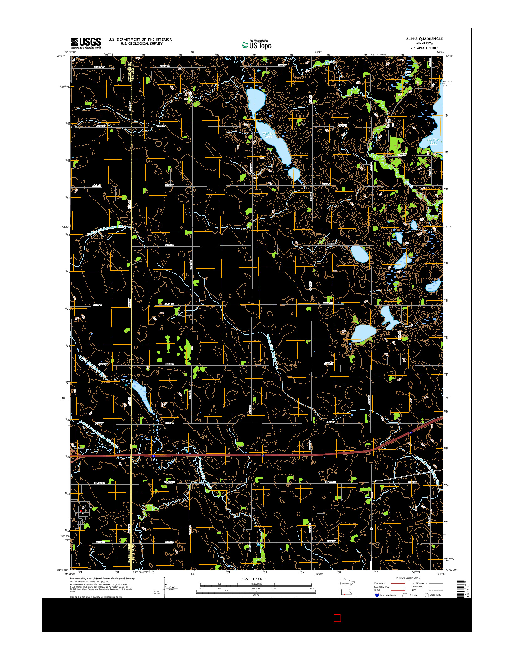 USGS US TOPO 7.5-MINUTE MAP FOR ALPHA, MN 2016