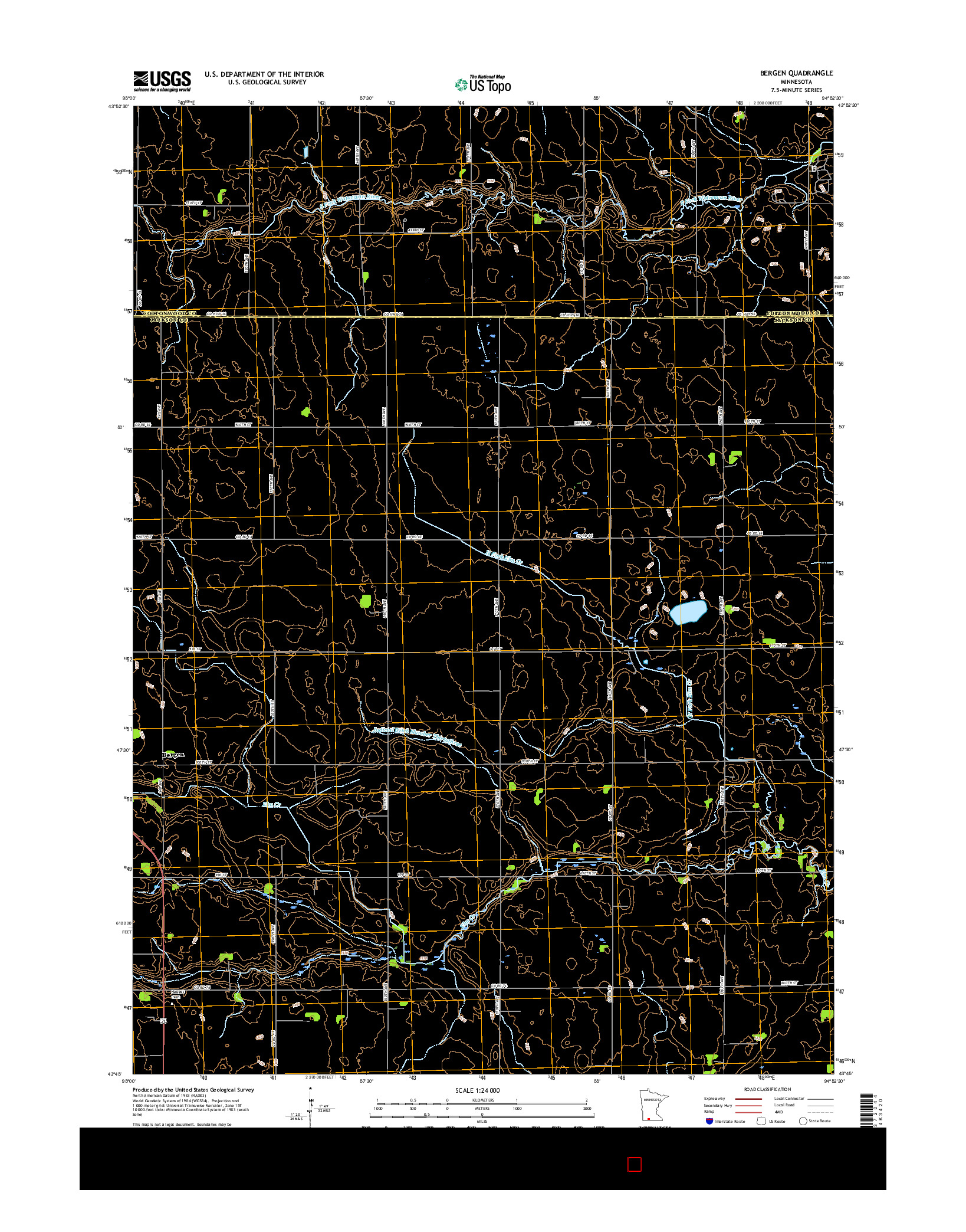 USGS US TOPO 7.5-MINUTE MAP FOR BERGEN, MN 2016