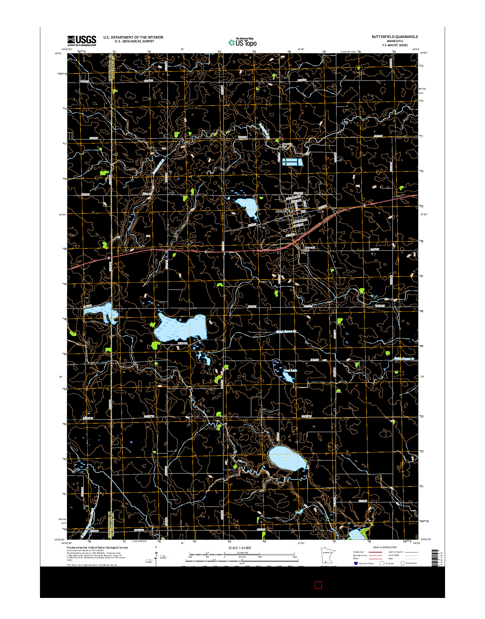 USGS US TOPO 7.5-MINUTE MAP FOR BUTTERFIELD, MN 2016