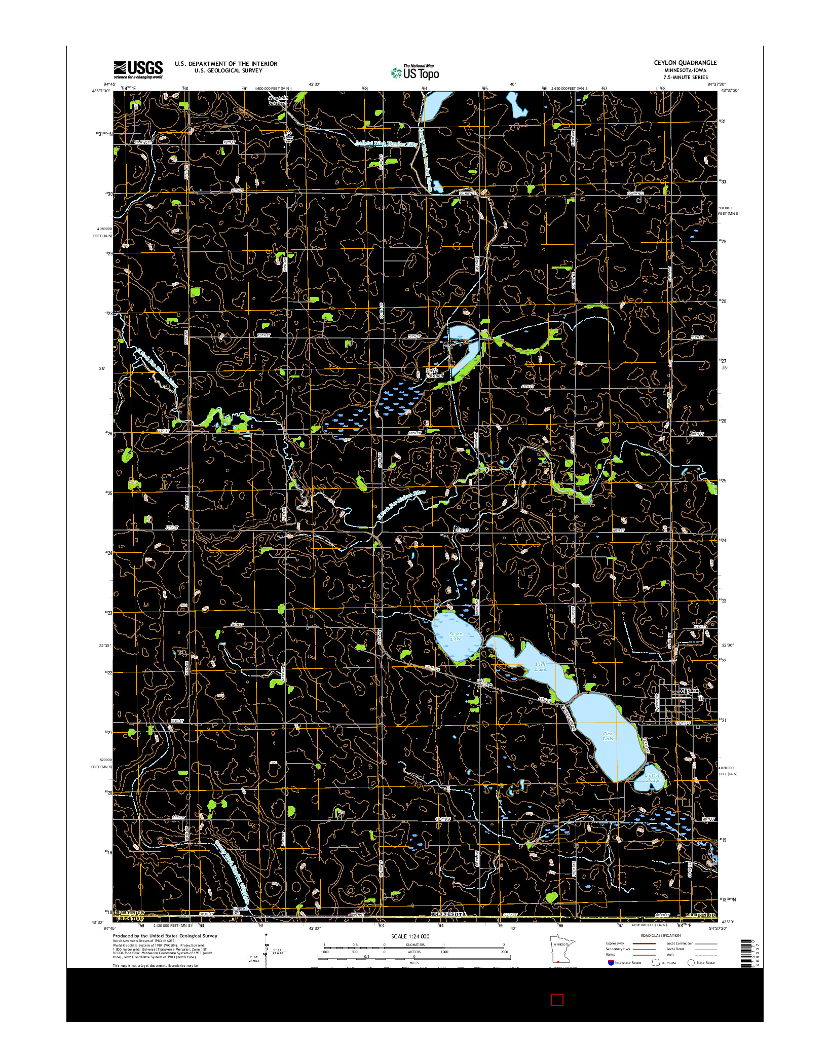 USGS US TOPO 7.5-MINUTE MAP FOR CEYLON, MN-IA 2016