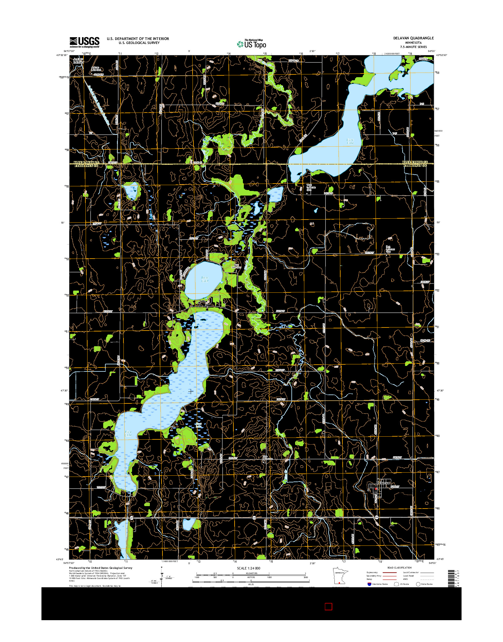 USGS US TOPO 7.5-MINUTE MAP FOR DELAVAN, MN 2016