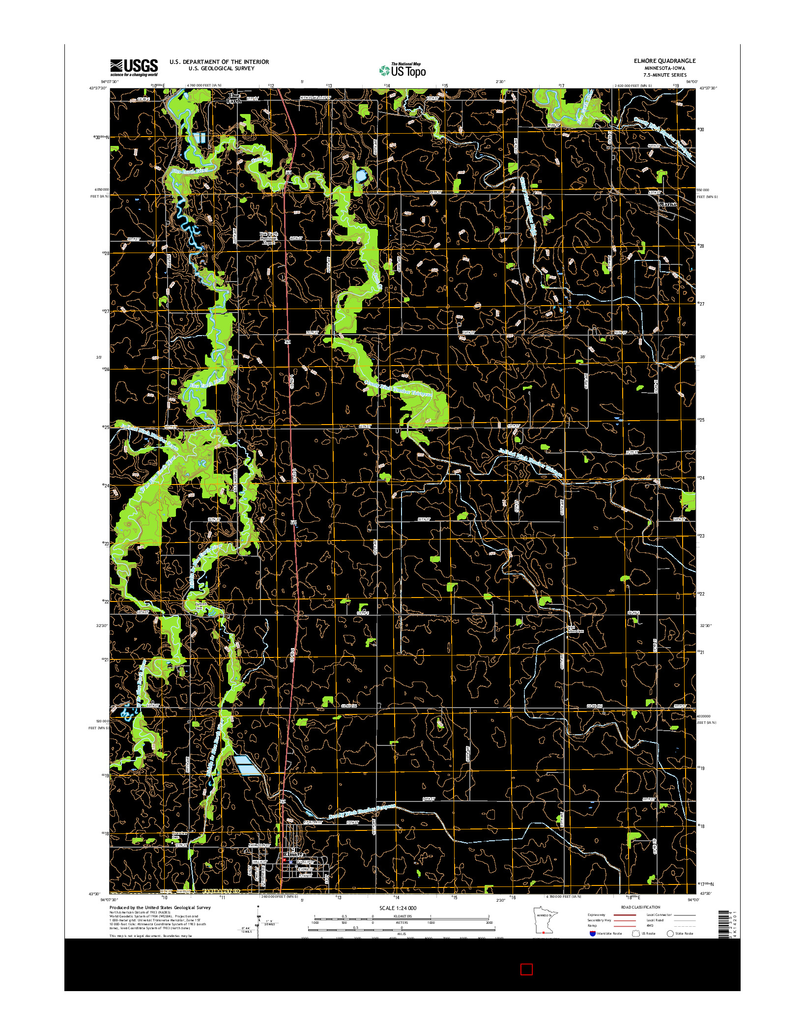 USGS US TOPO 7.5-MINUTE MAP FOR ELMORE, MN-IA 2016