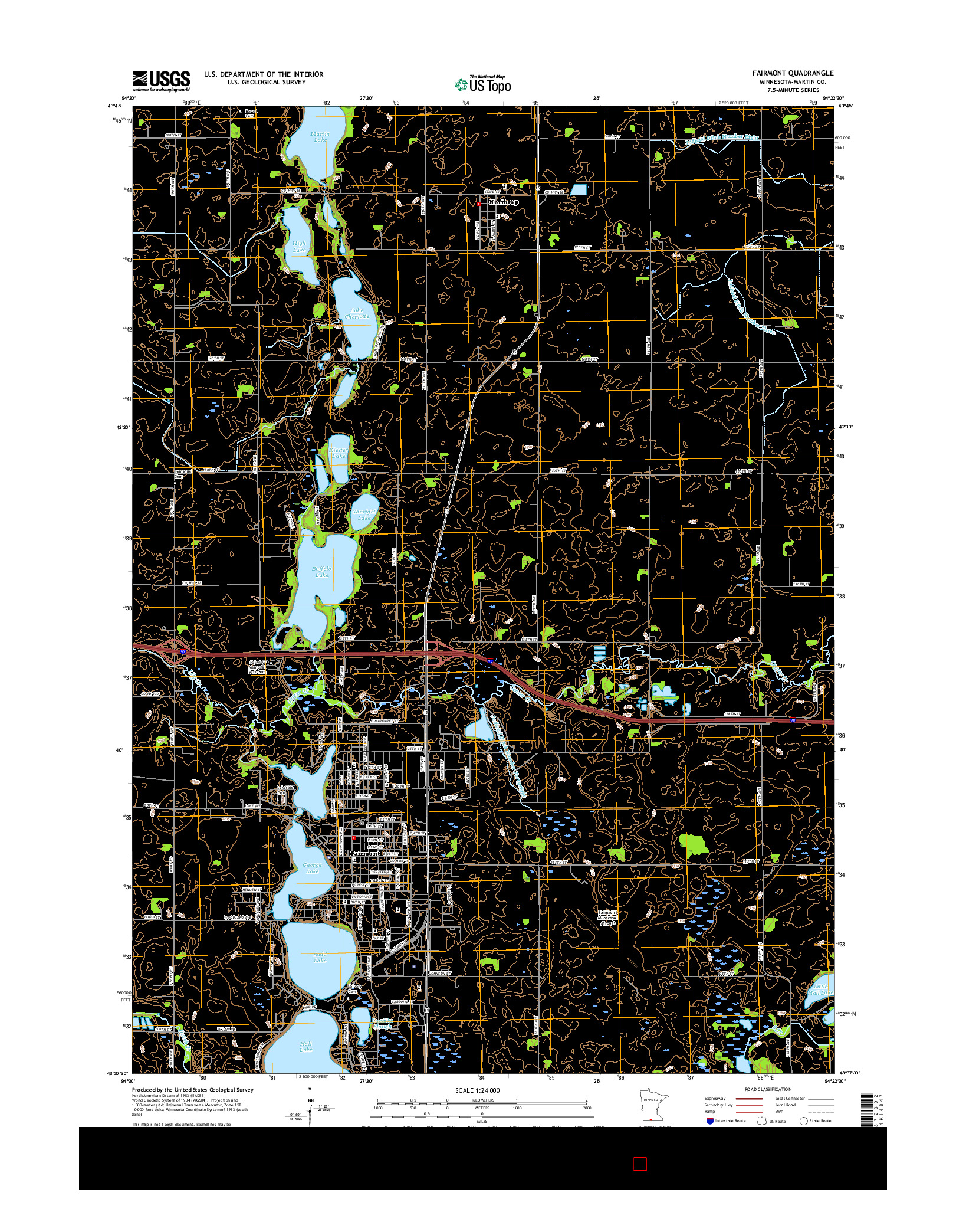 USGS US TOPO 7.5-MINUTE MAP FOR FAIRMONT, MN 2016