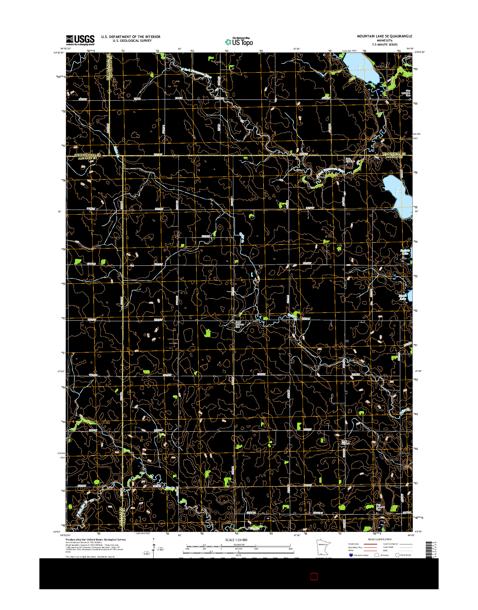 USGS US TOPO 7.5-MINUTE MAP FOR MOUNTAIN LAKE SE, MN 2016