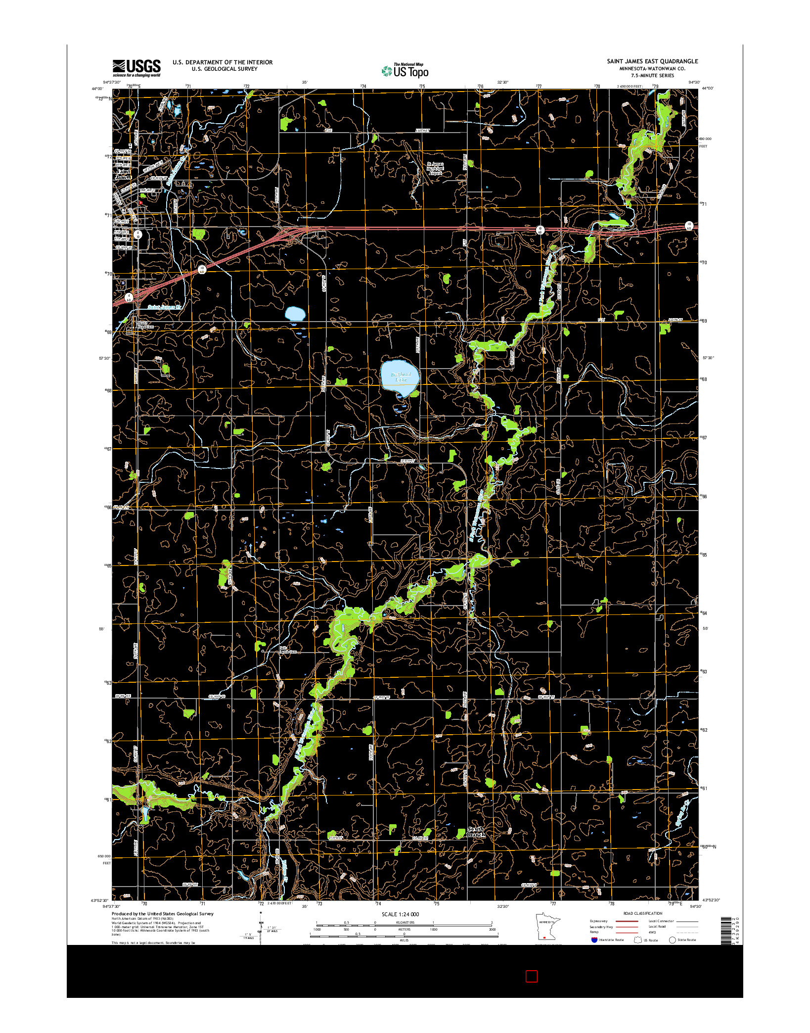 USGS US TOPO 7.5-MINUTE MAP FOR SAINT JAMES EAST, MN 2016