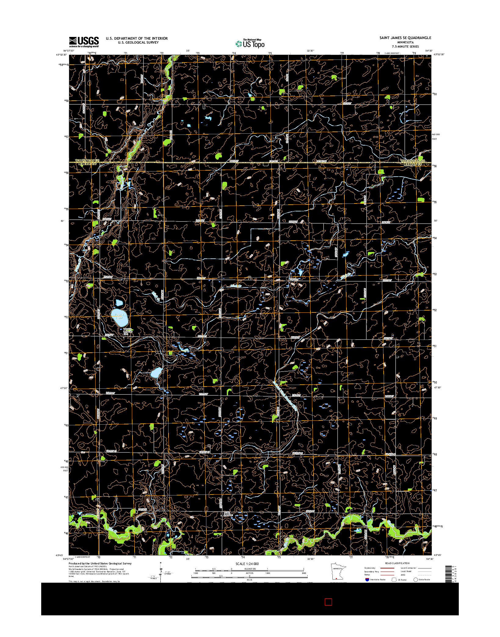 USGS US TOPO 7.5-MINUTE MAP FOR SAINT JAMES SE, MN 2016