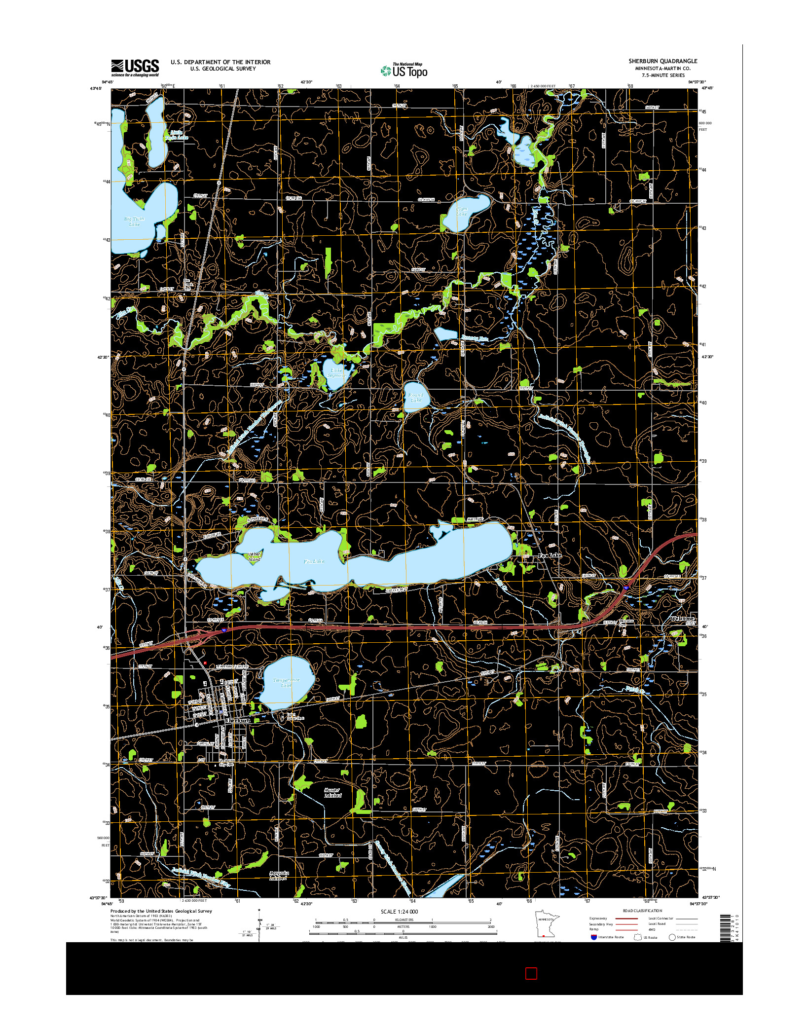 USGS US TOPO 7.5-MINUTE MAP FOR SHERBURN, MN 2016