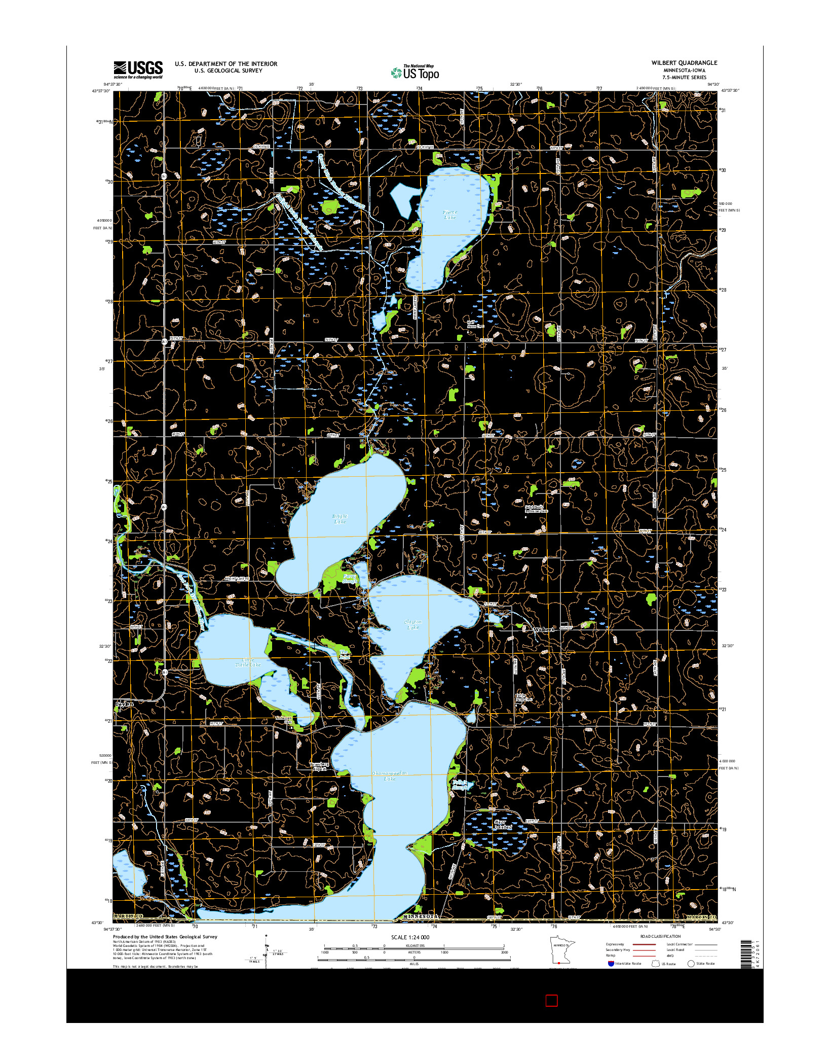 USGS US TOPO 7.5-MINUTE MAP FOR WILBERT, MN-IA 2016