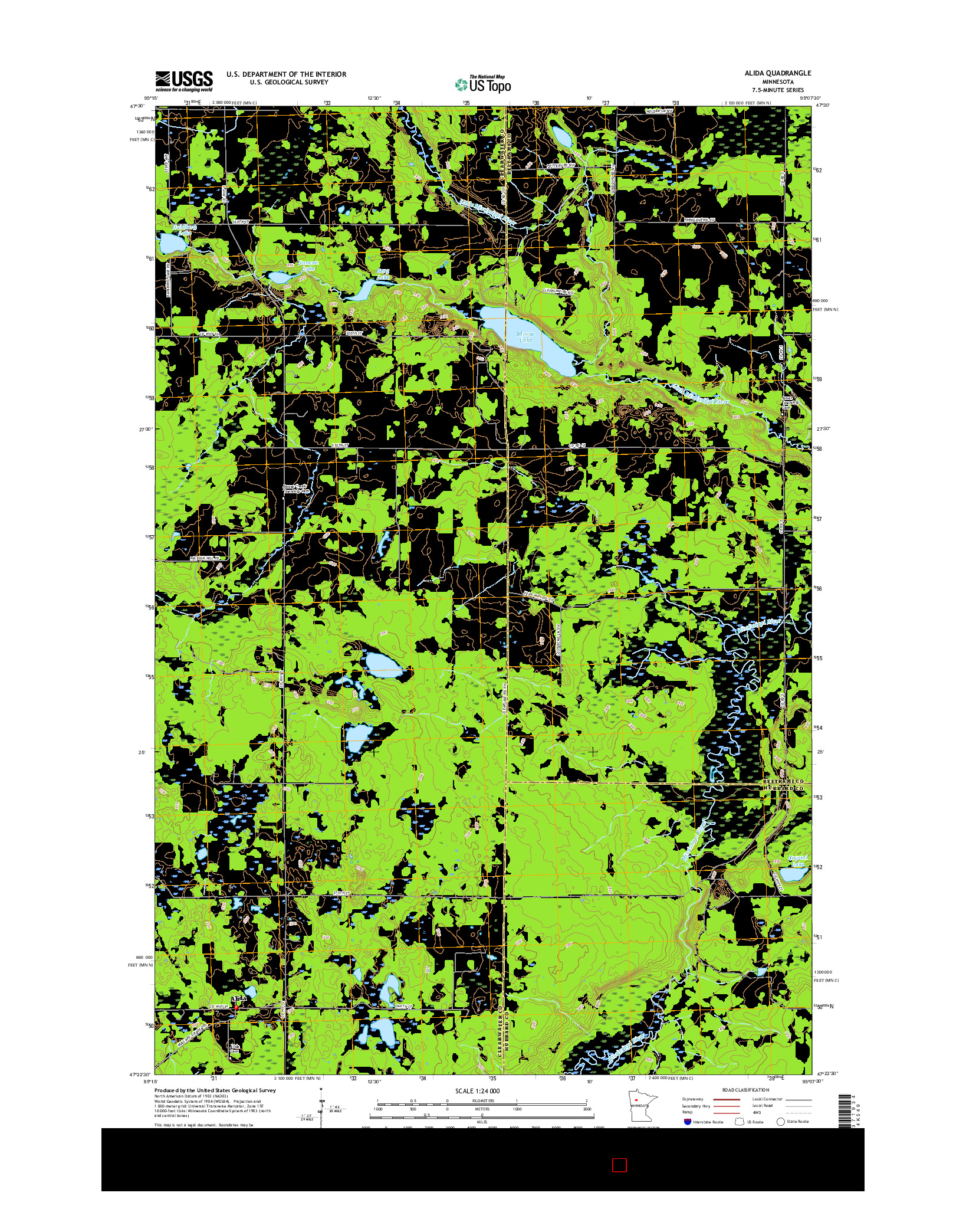 USGS US TOPO 7.5-MINUTE MAP FOR ALIDA, MN 2016