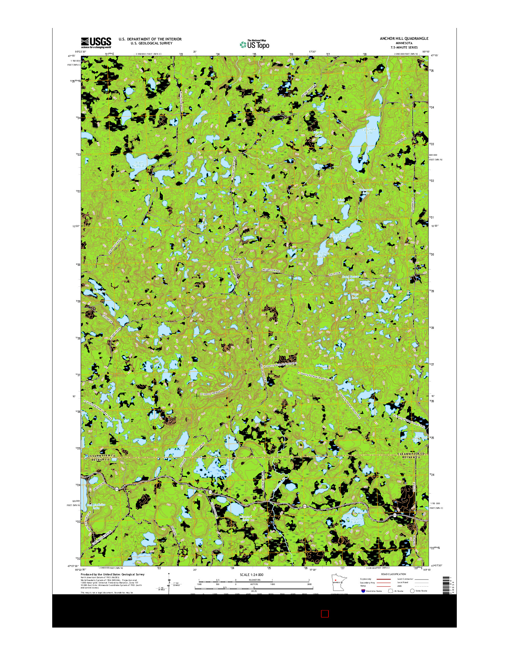 USGS US TOPO 7.5-MINUTE MAP FOR ANCHOR HILL, MN 2016
