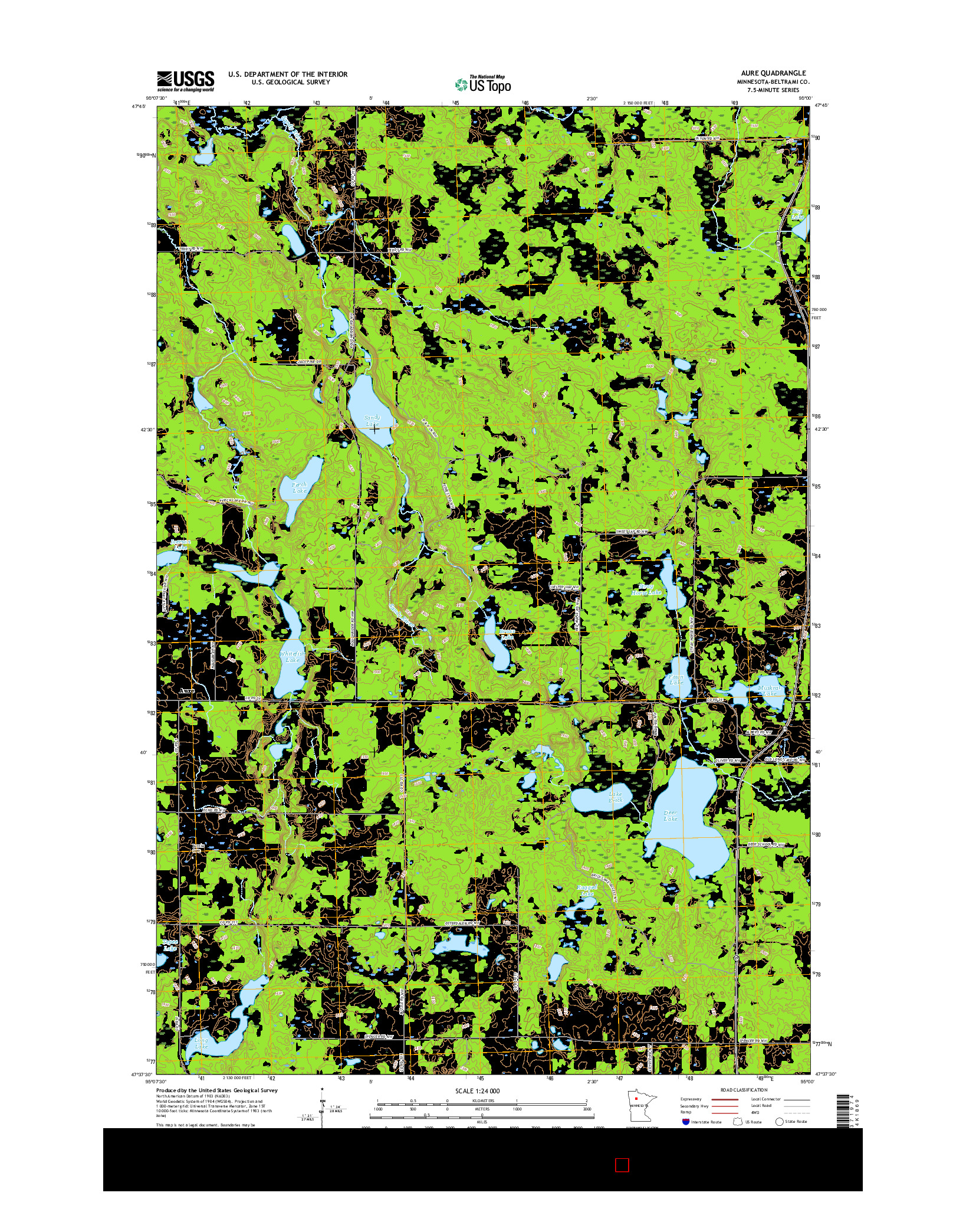 USGS US TOPO 7.5-MINUTE MAP FOR AURE, MN 2016