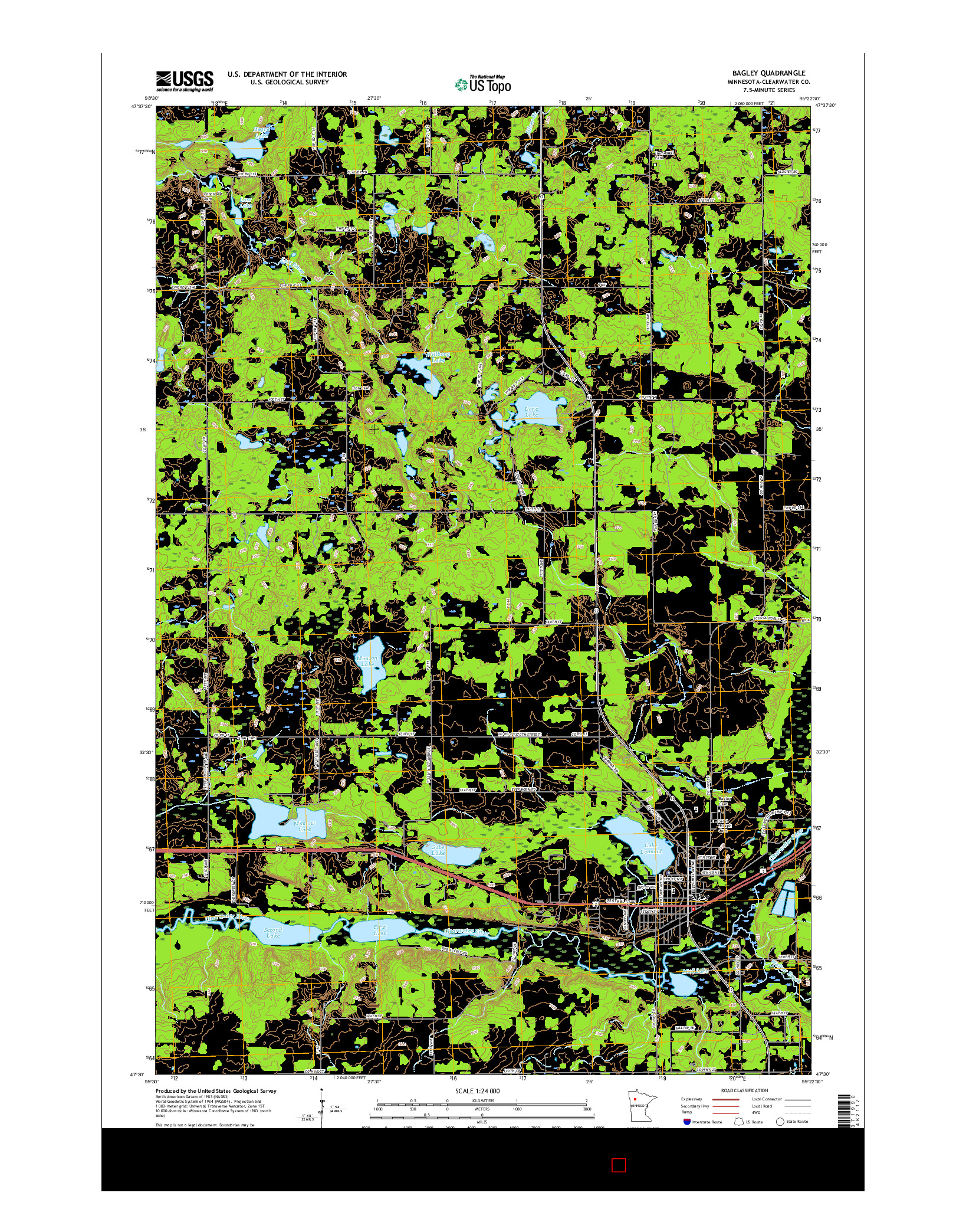 USGS US TOPO 7.5-MINUTE MAP FOR BAGLEY, MN 2016