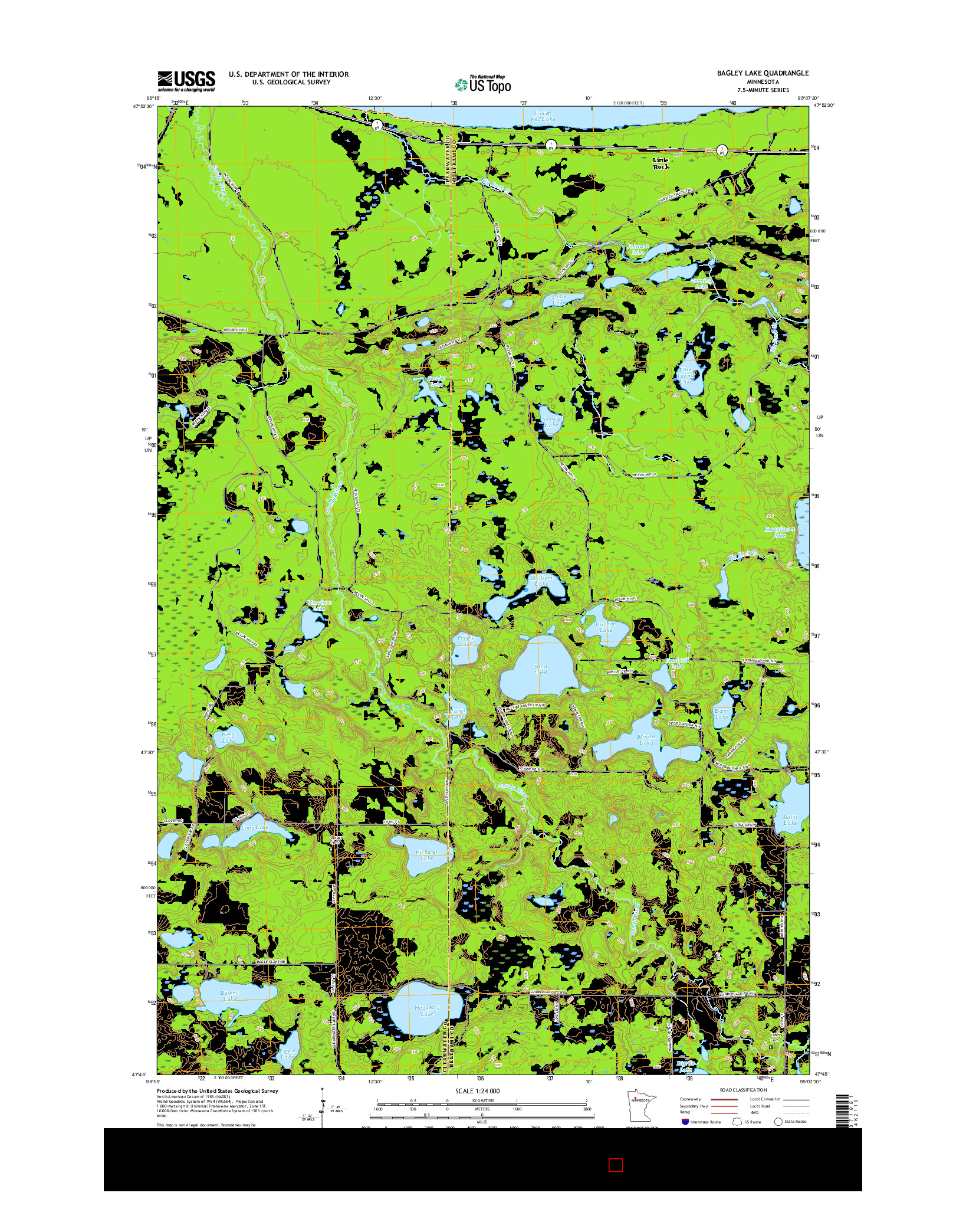 USGS US TOPO 7.5-MINUTE MAP FOR BAGLEY LAKE, MN 2016