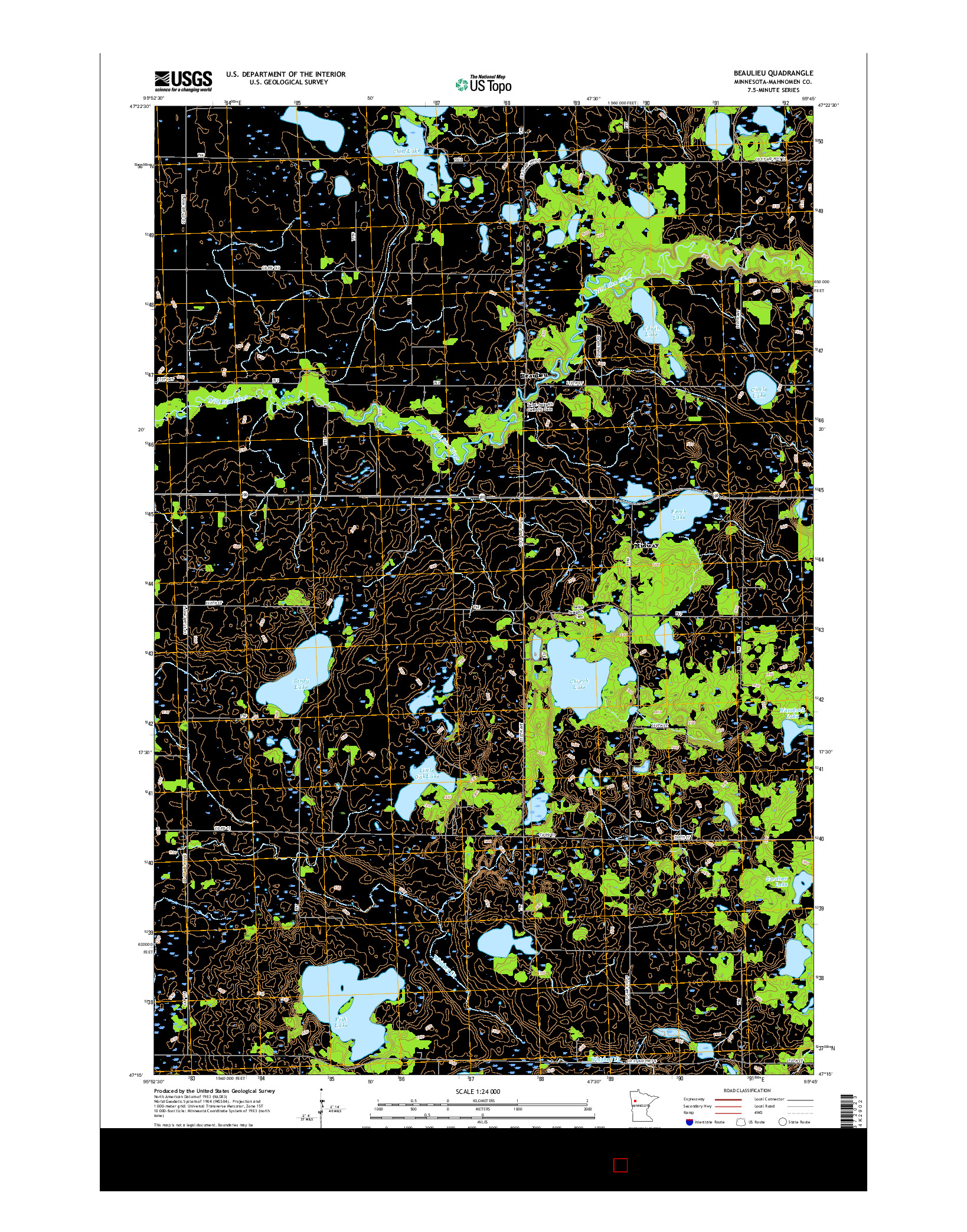 USGS US TOPO 7.5-MINUTE MAP FOR BEAULIEU, MN 2016