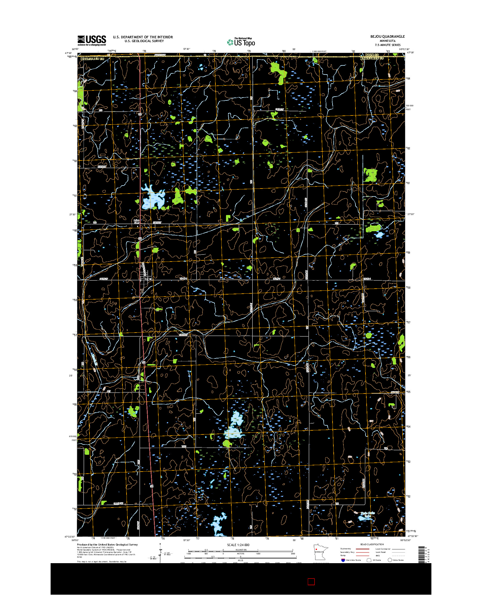 USGS US TOPO 7.5-MINUTE MAP FOR BEJOU, MN 2016